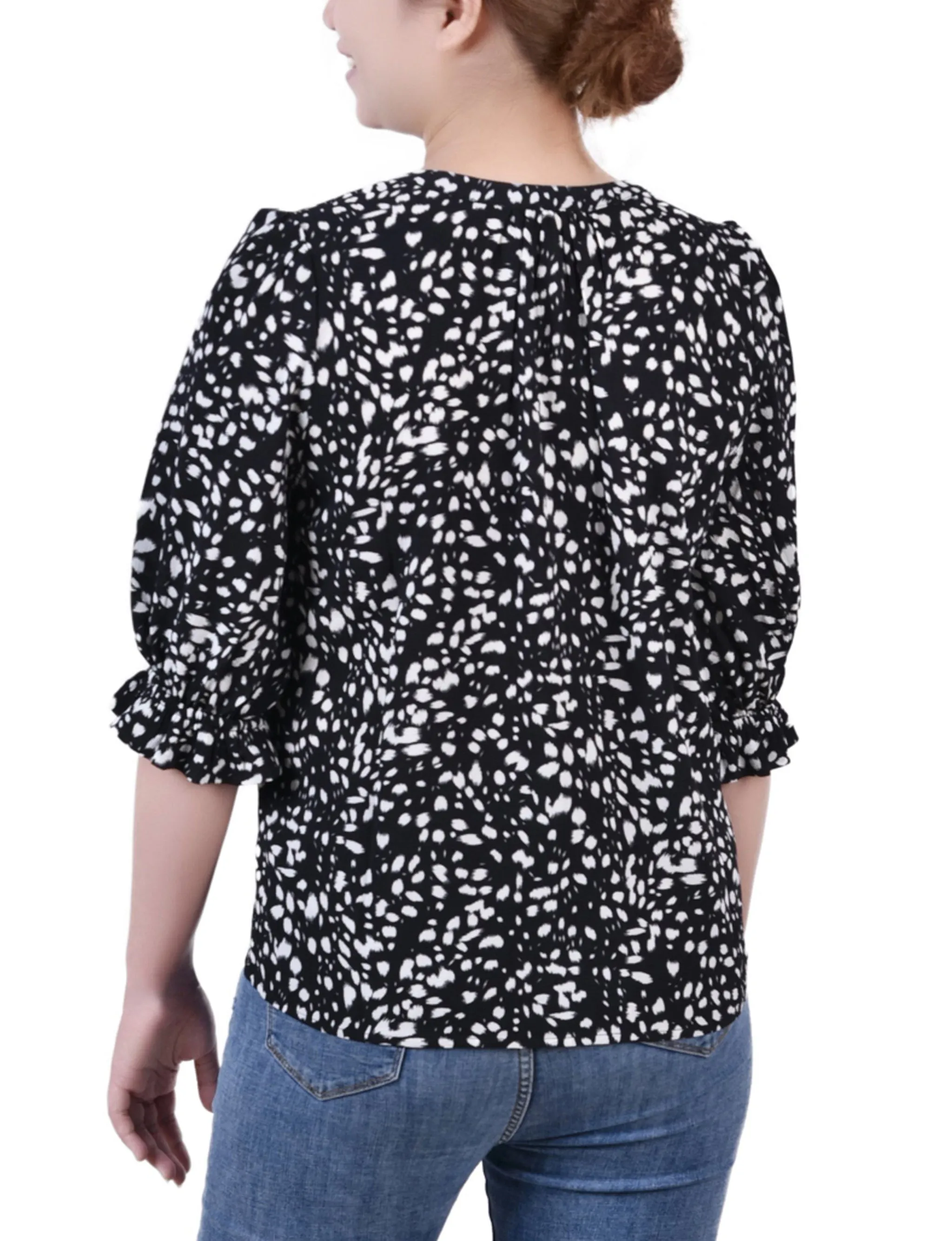 Blouse Y col avec manches coudes courtes