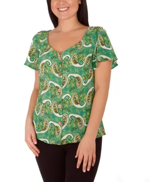 Petite Flutter Sleeve Button Front Blouse