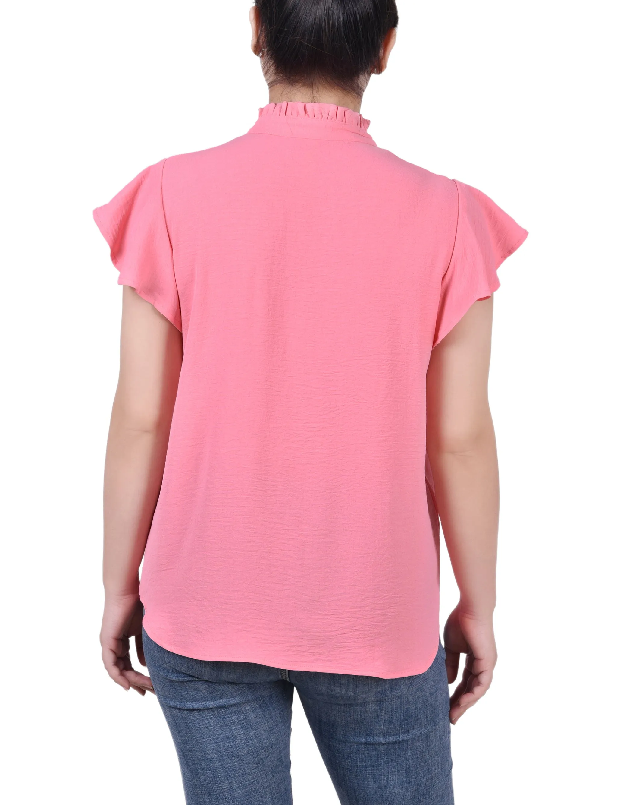 Blouse à col ruché avec petites manches flutter