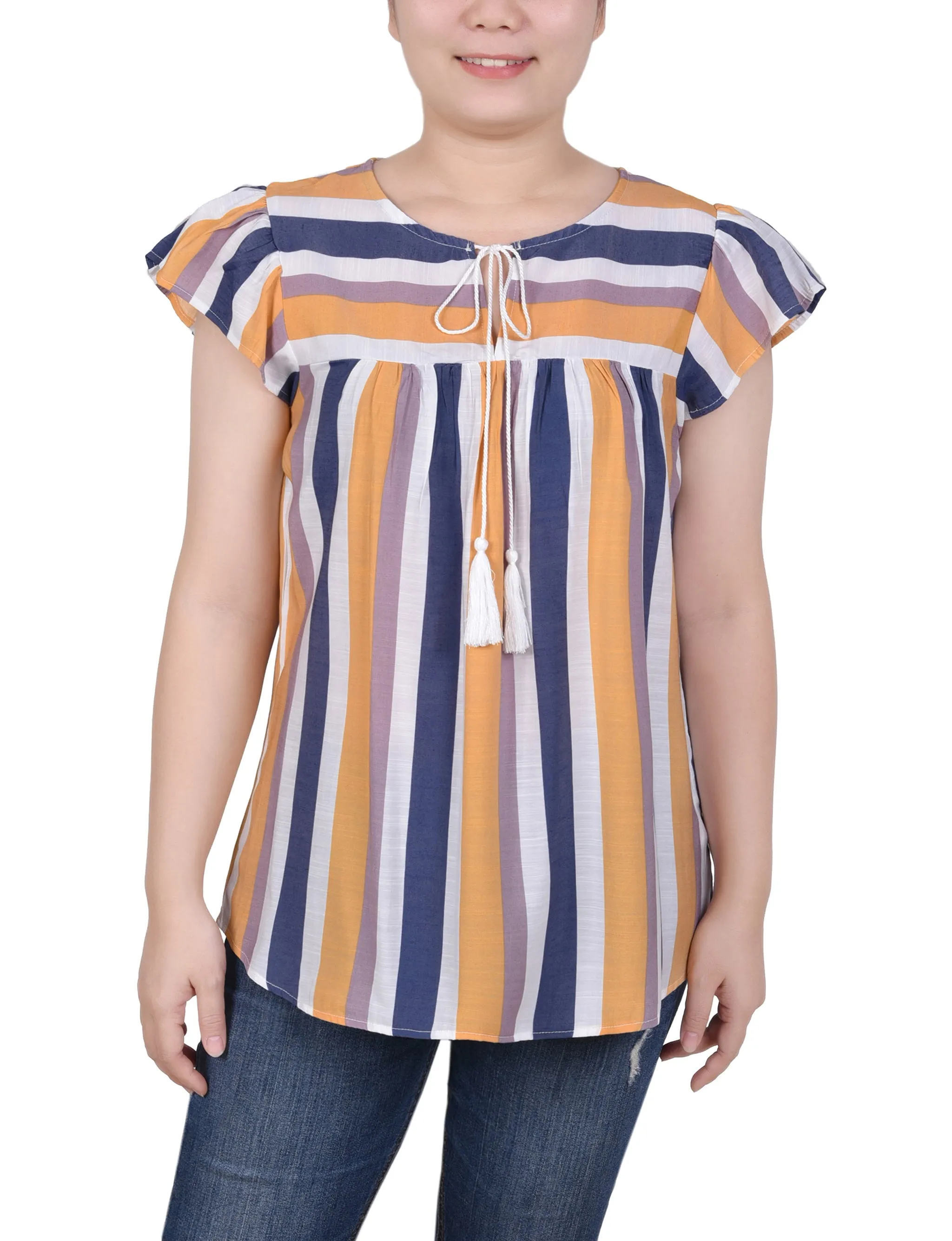 Blouse à rayures verticales avec petites manches flutter