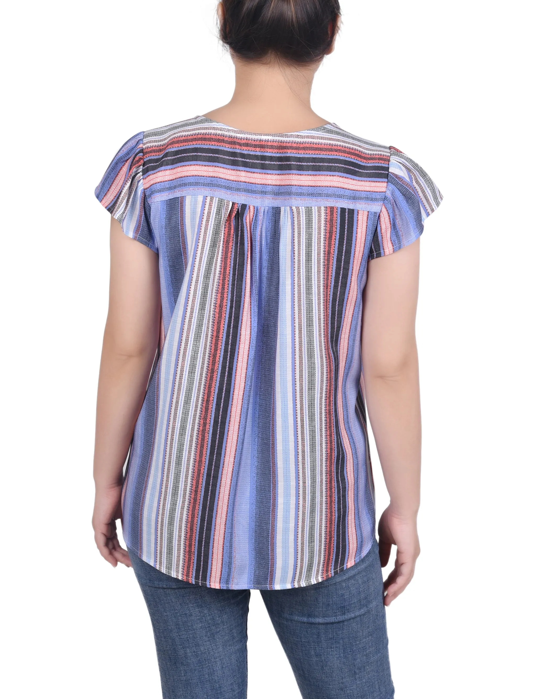 Blouse à rayures verticales avec petites manches flutter