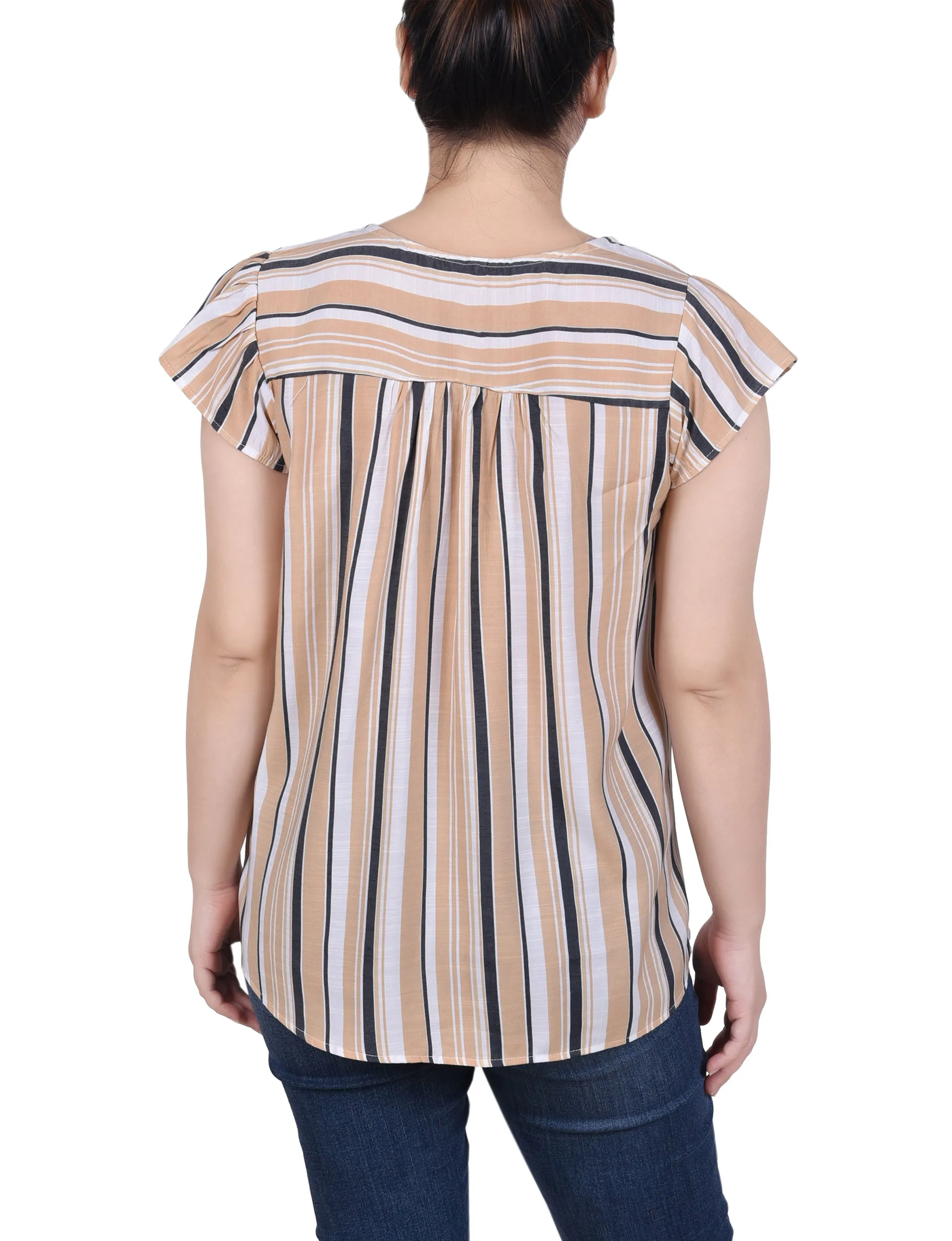 Blouse à rayures verticales avec petites manches flutter