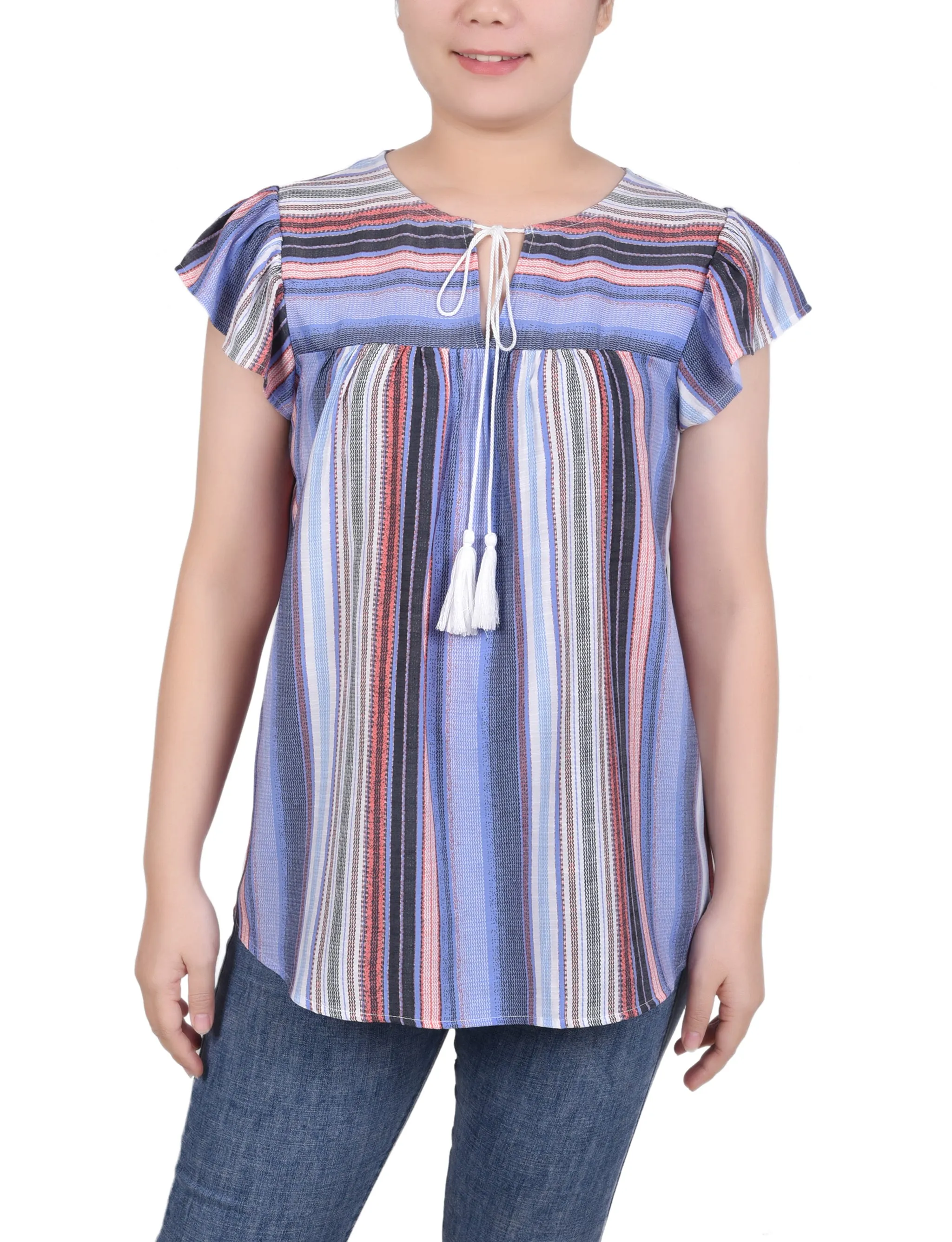 Blouse à rayures verticales avec petites manches flutter