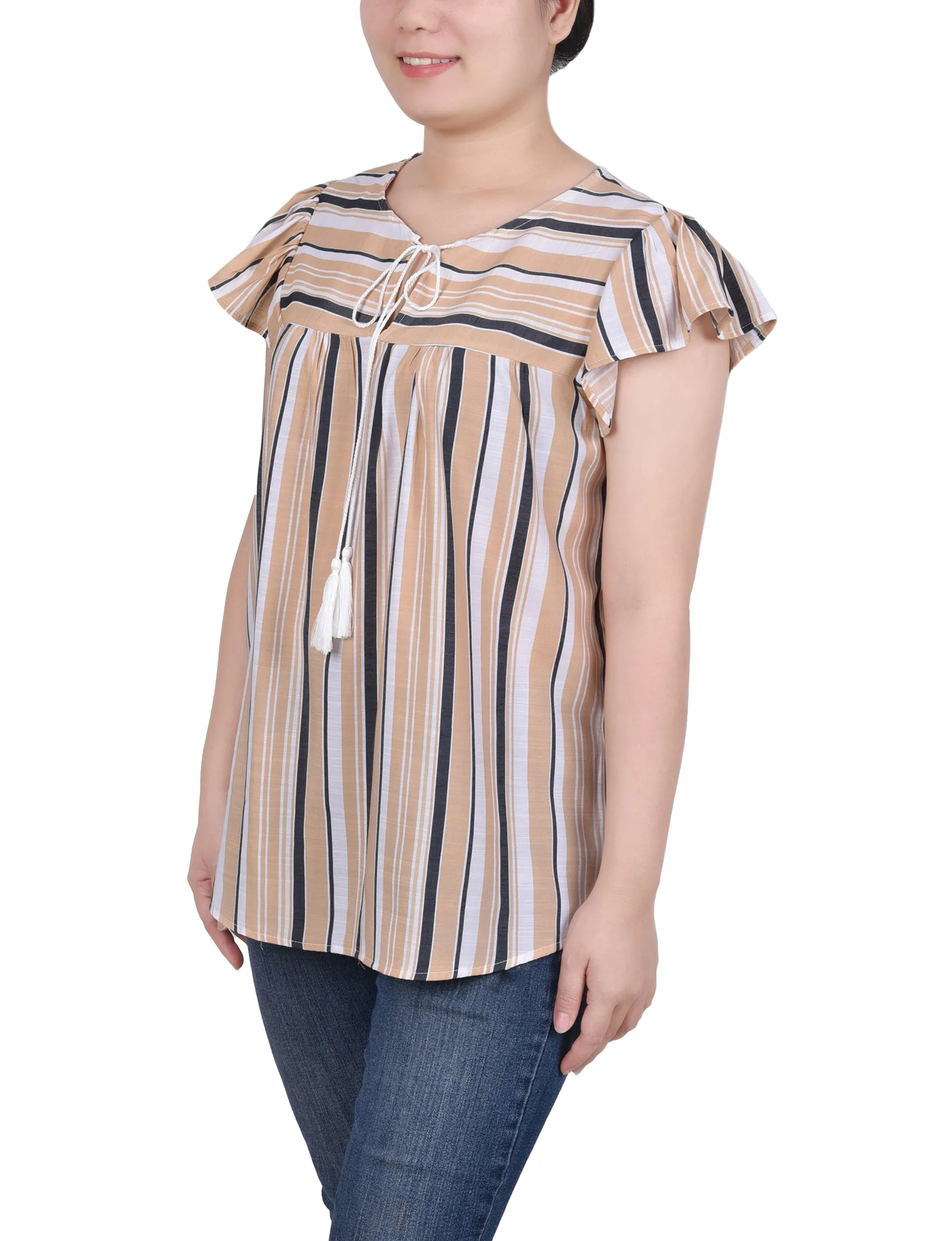 Blouse à rayures verticales avec petites manches flutter