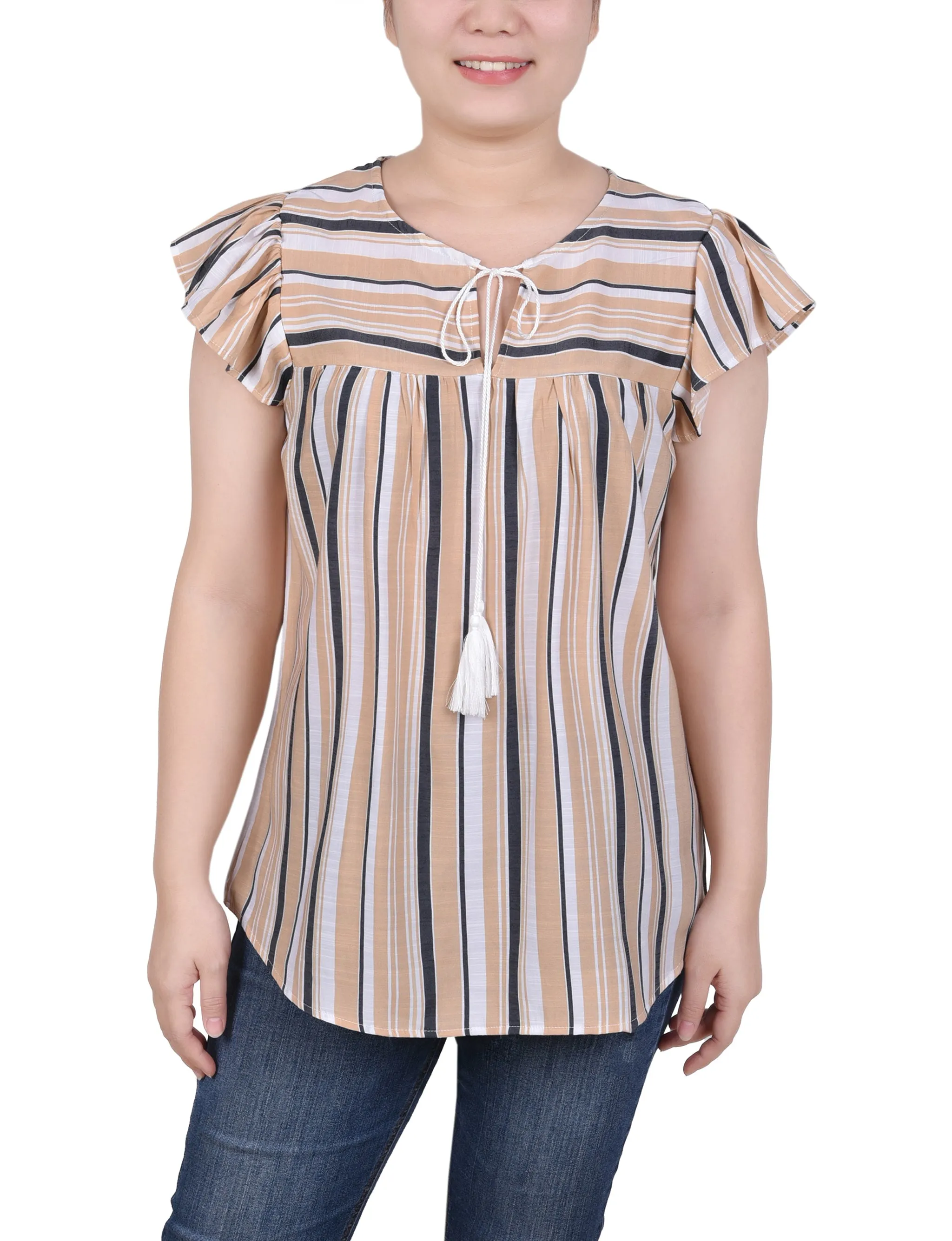 Blouse à rayures verticales avec petites manches flutter