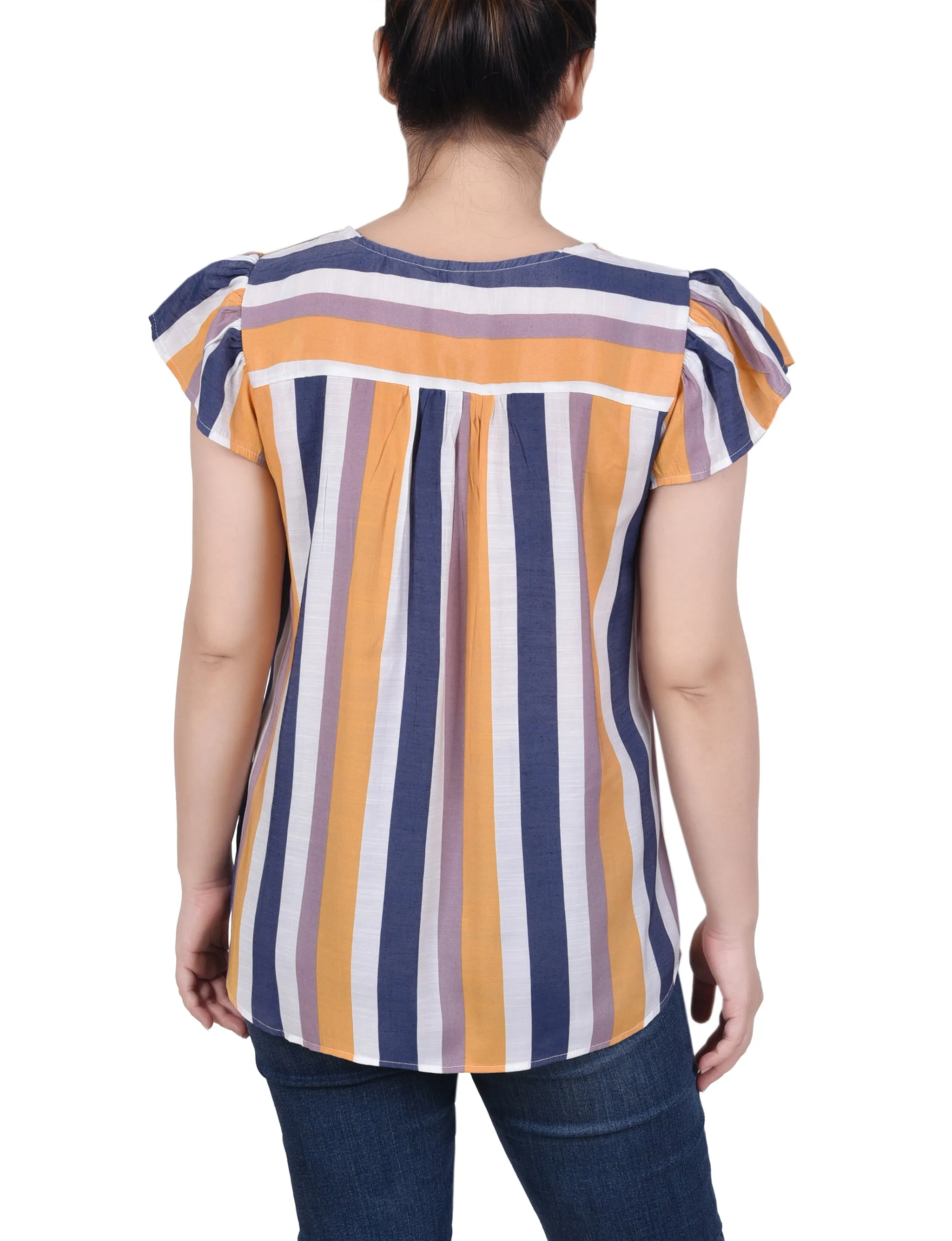 Blouse à rayures verticales avec petites manches flutter