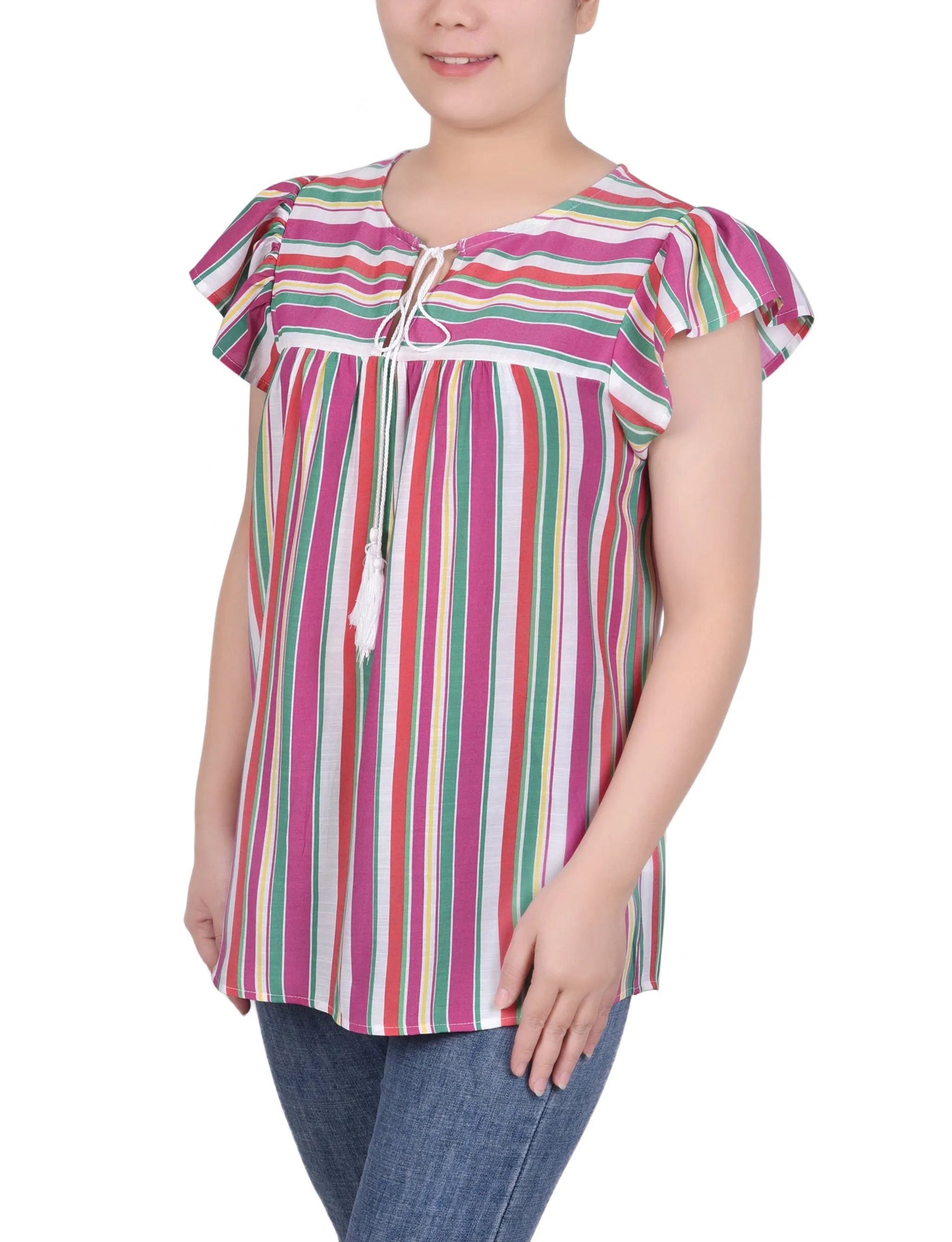 Blouse à rayures verticales avec petites manches flutter