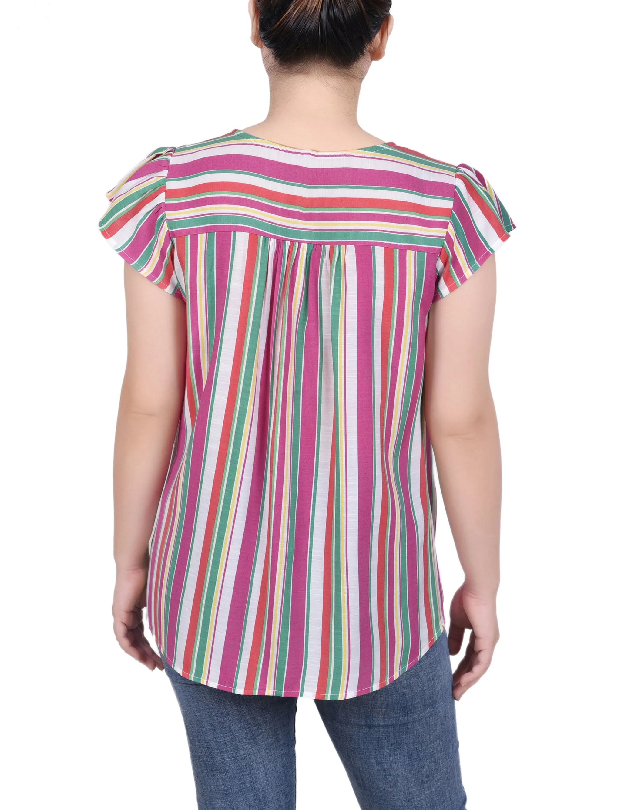 Blouse à rayures verticales avec petites manches flutter