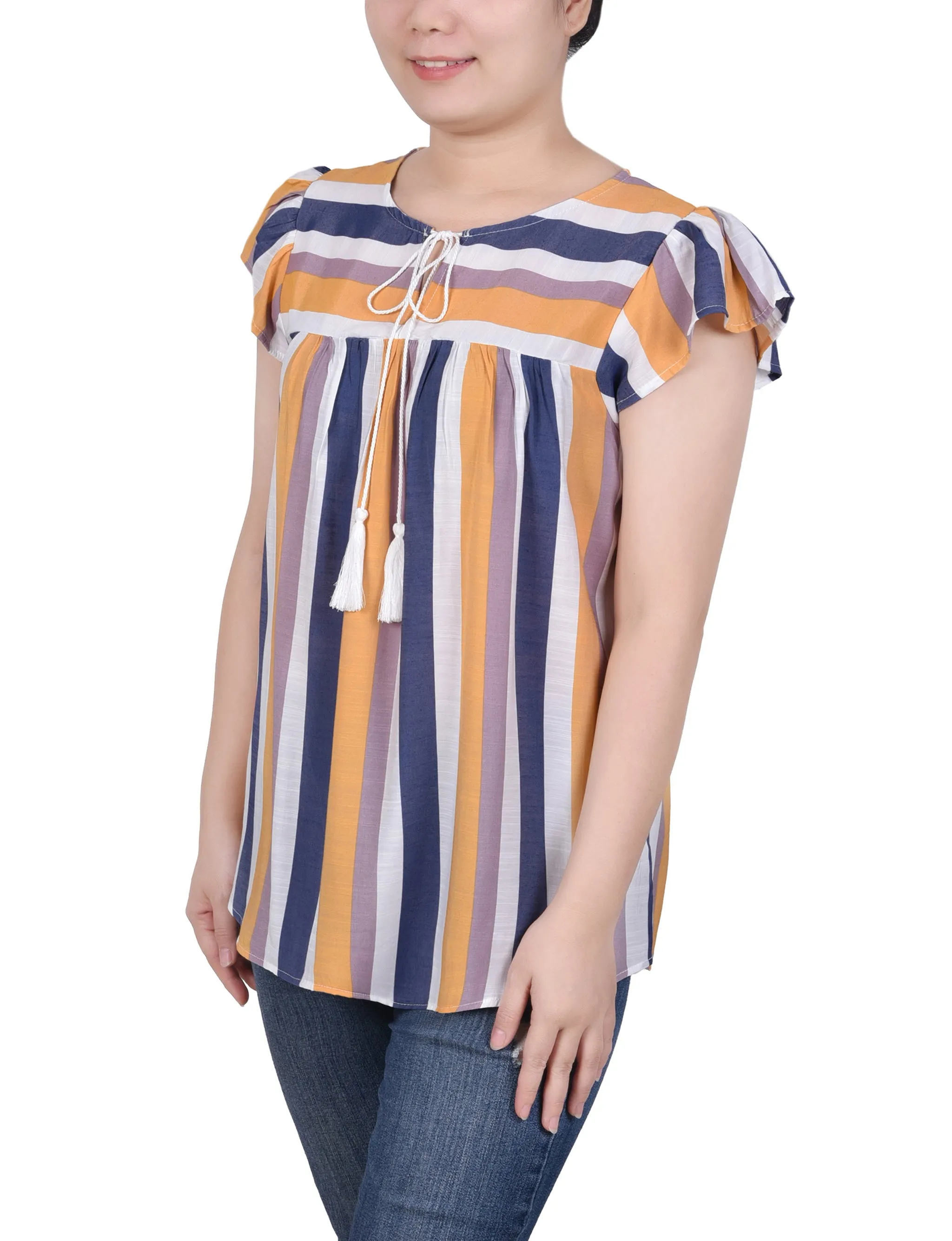 Blouse à rayures verticales avec petites manches flutter