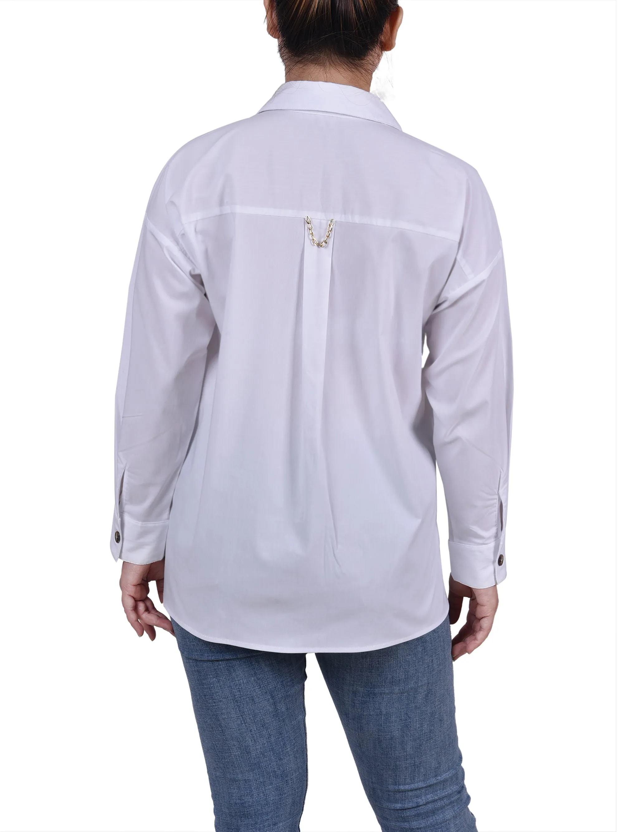 Petite Blouse à Manches Longues avec Poches Poitrine