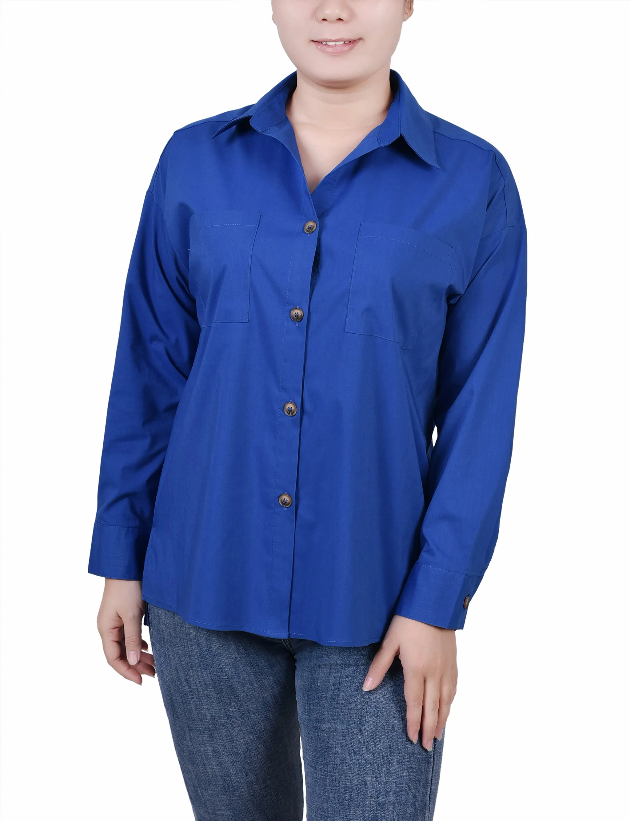 Petite Blouse à Manches Longues avec Poches Poitrine