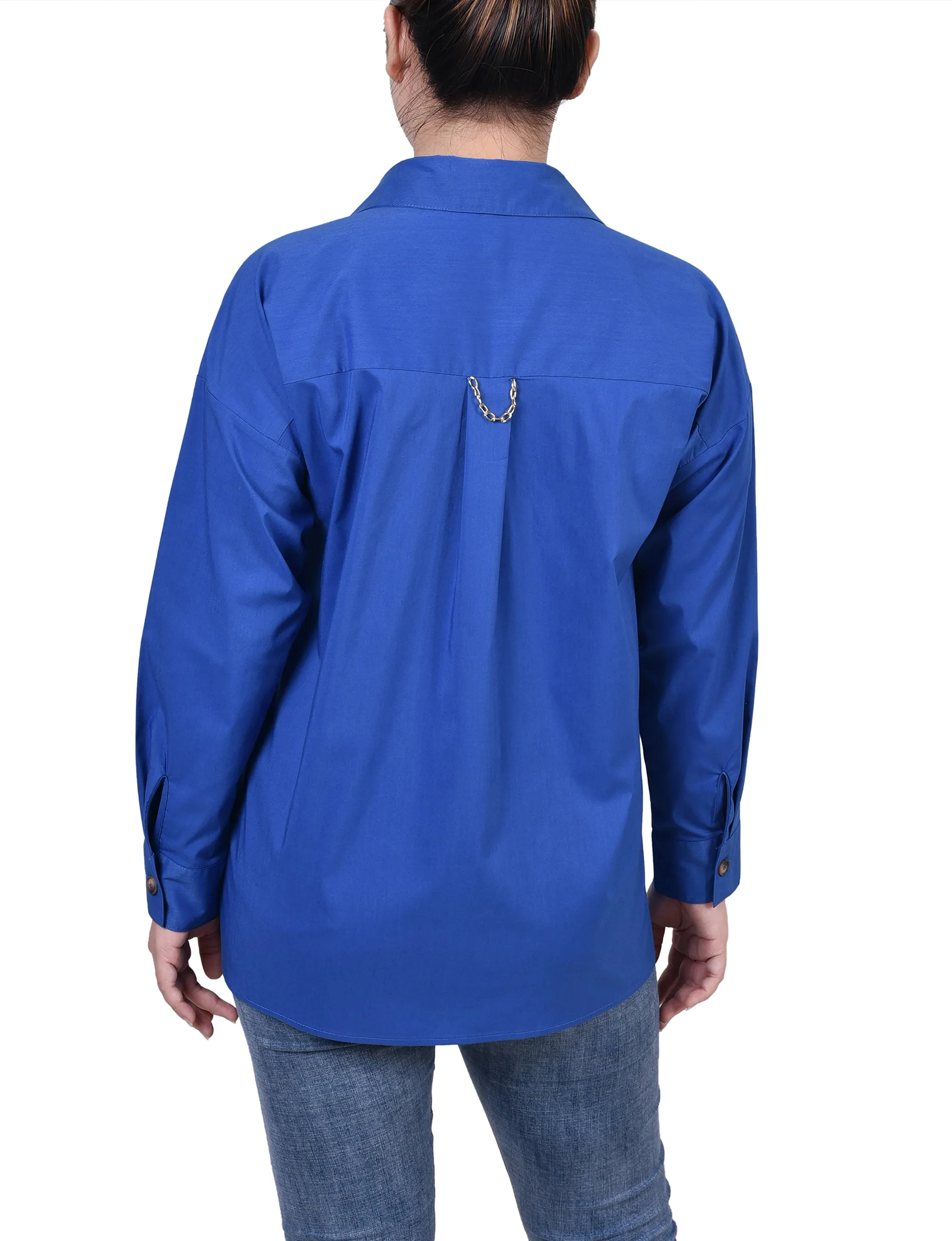 Petite Blouse à Manches Longues avec Poches Poitrine