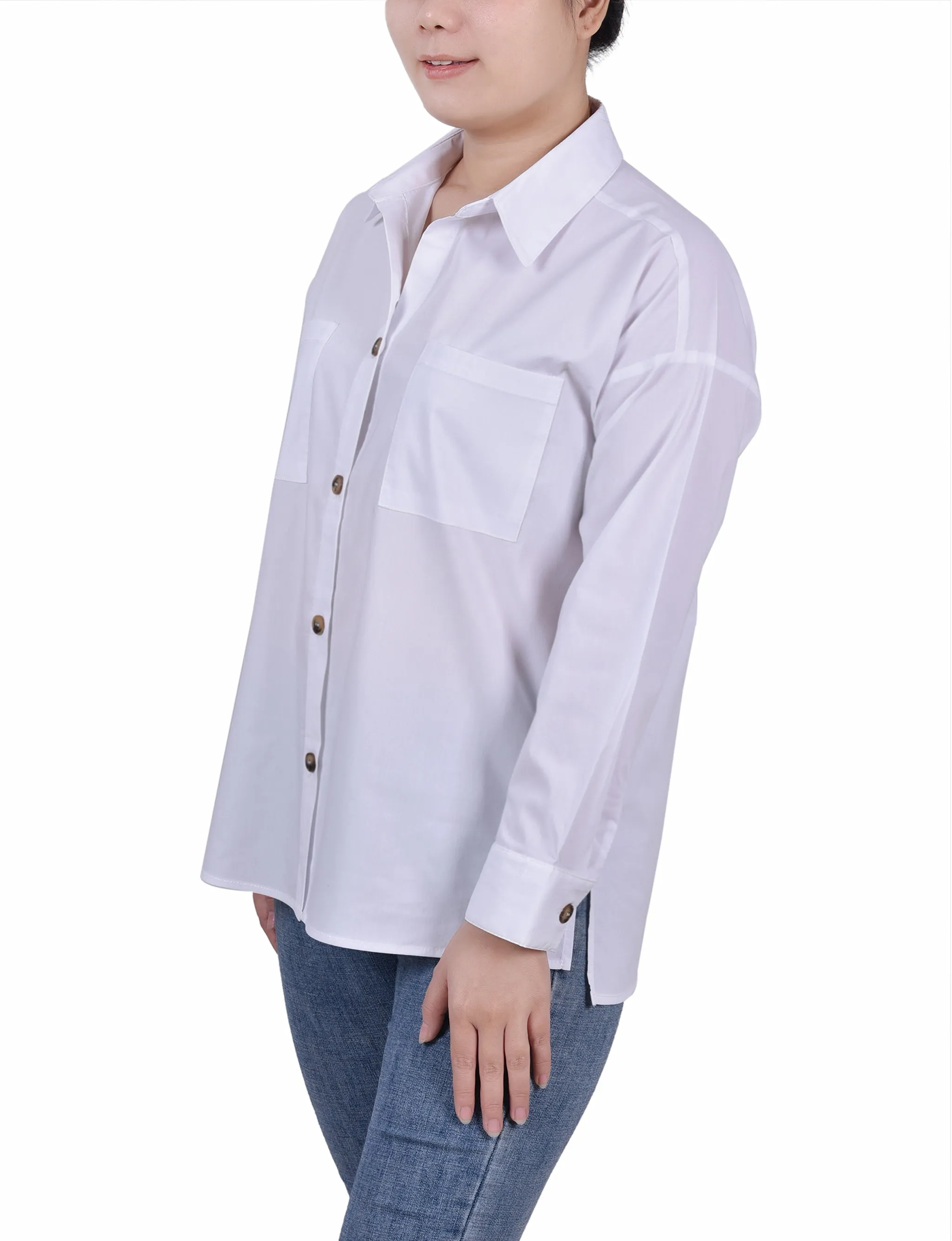 Petite Blouse à Manches Longues avec Poches Poitrine