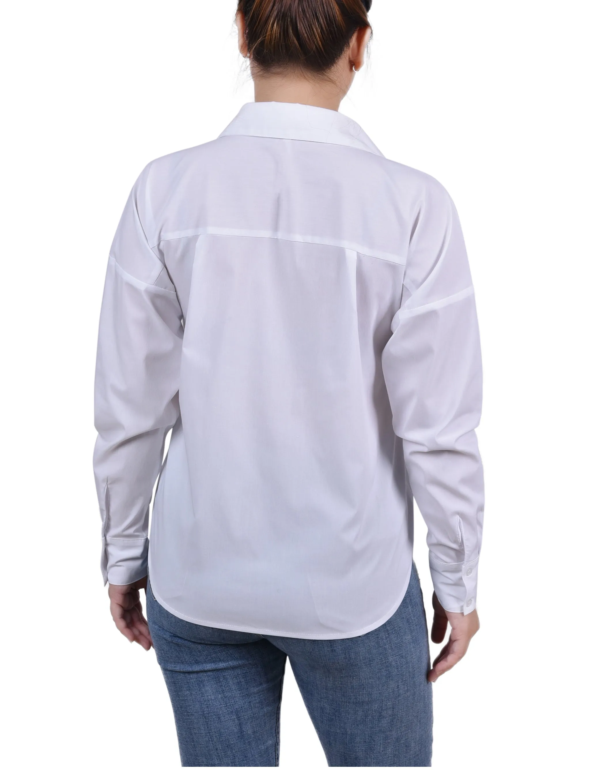 Petite Blouse à Manches Longues avec Plaque Dissimulée et Clous