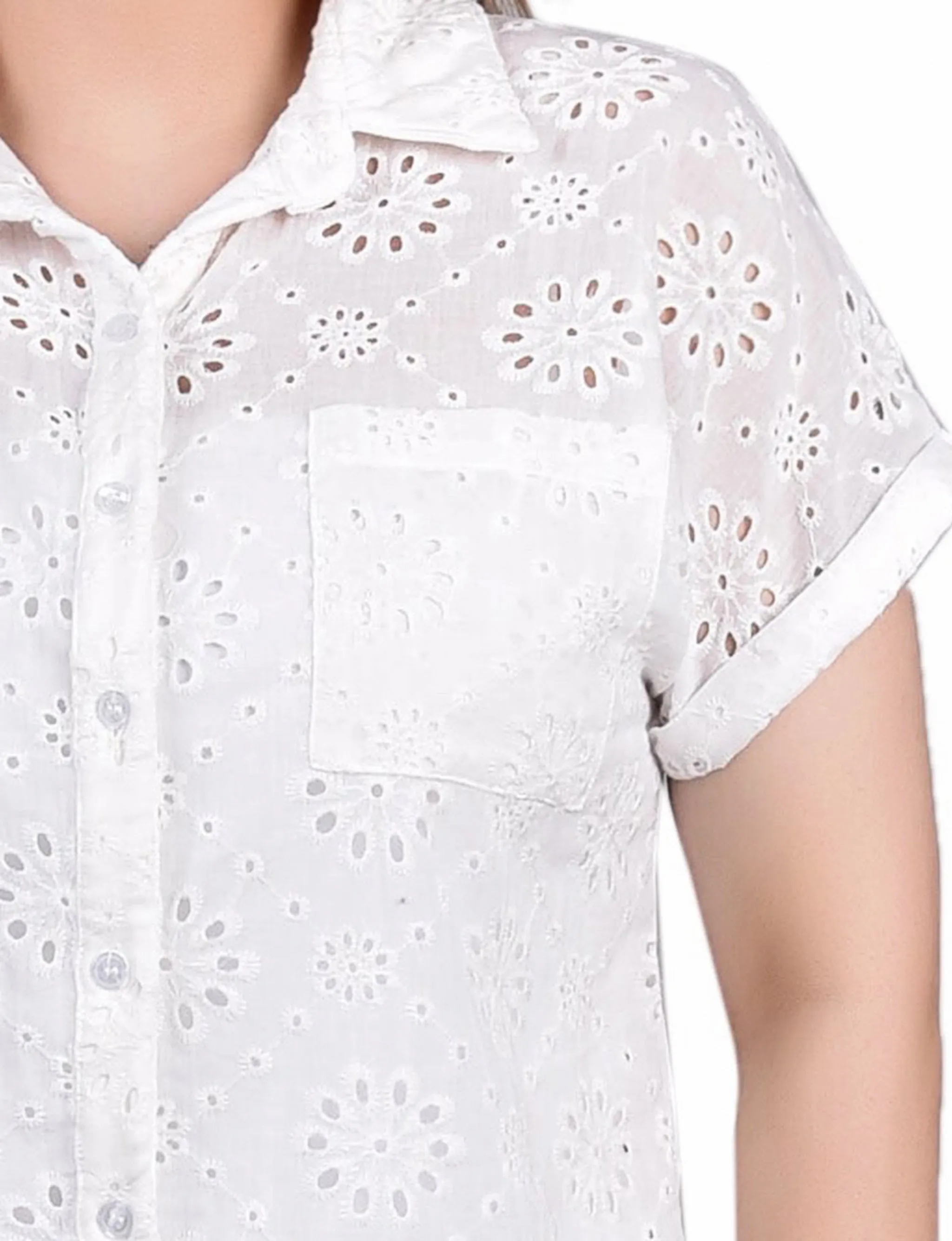 Blouse Petite à Manches Courtes en Jersey avec Oeillet