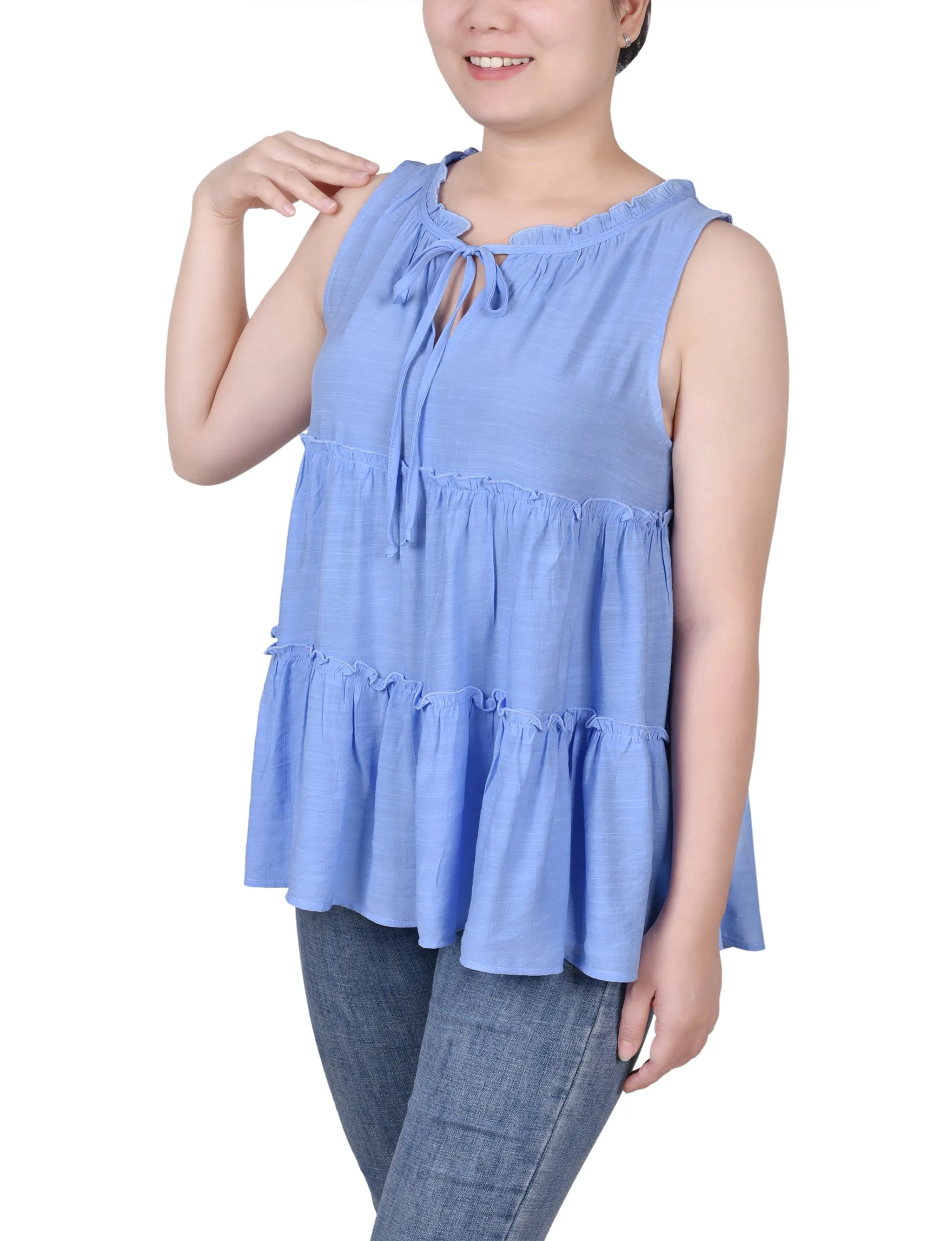 Petite Blouse sans Manches à Étages