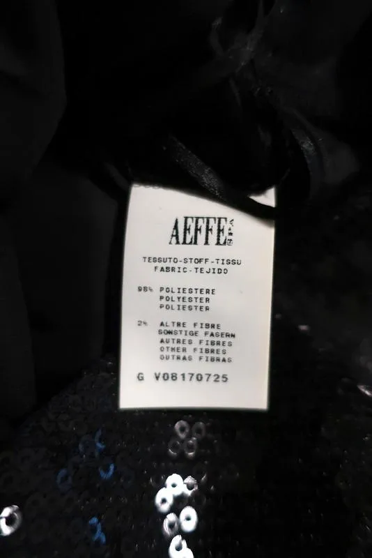 Philosophie di Alberta Ferretti Haut Noir à Paillettes & Dentelle Découpée au Laser Taille US 4