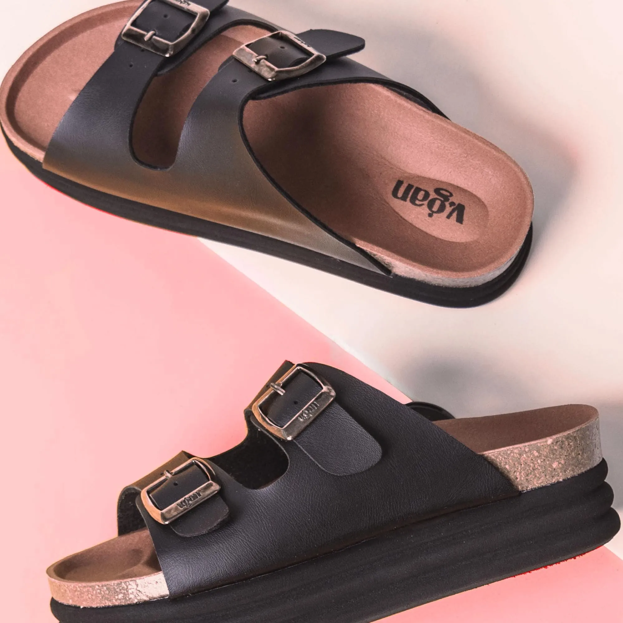 Sandales Plum pour Femmes à Semelle Végane | Noir Mat