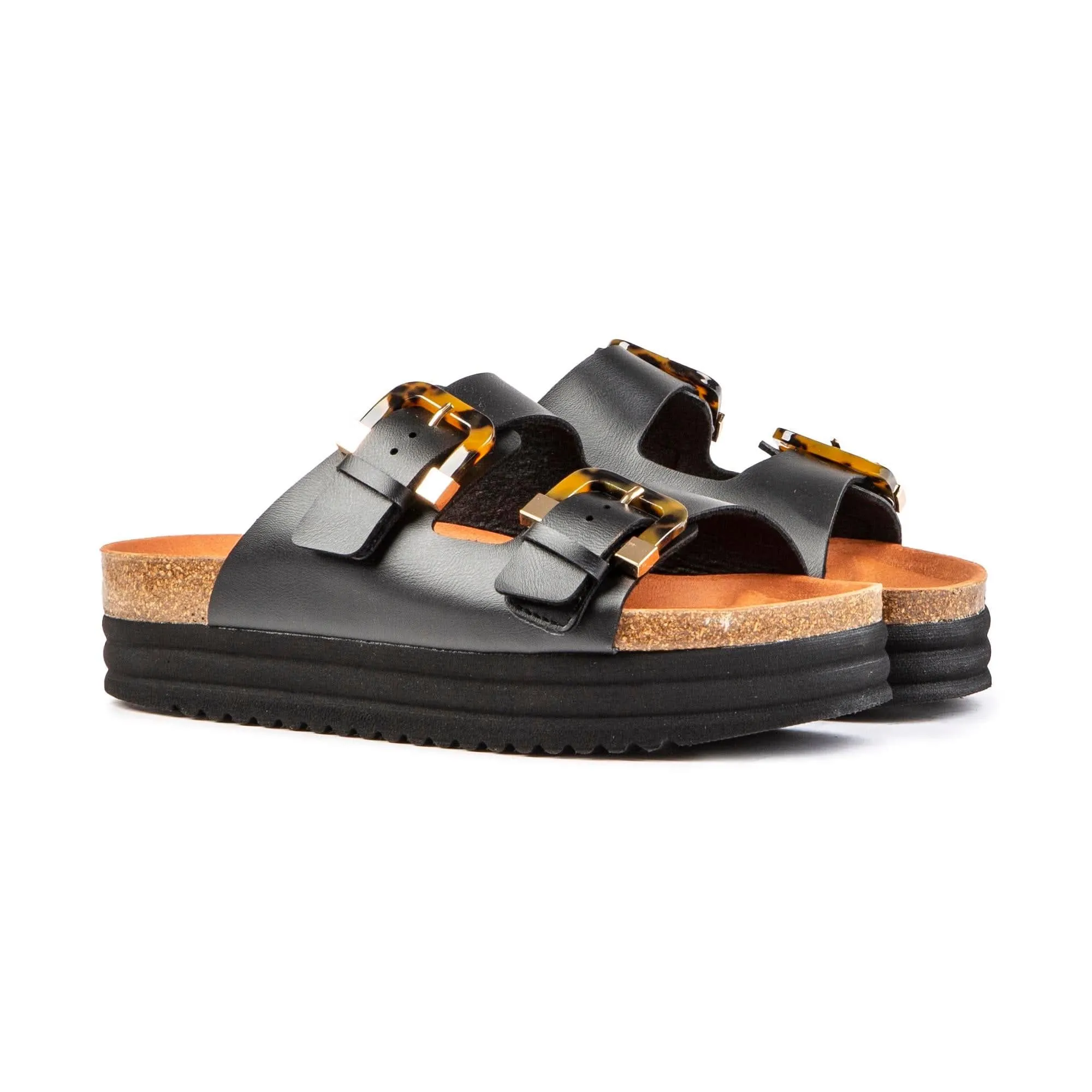 Sandales Plum pour Femmes à Semelle Végétalienne | Écaille de Tortue Noire