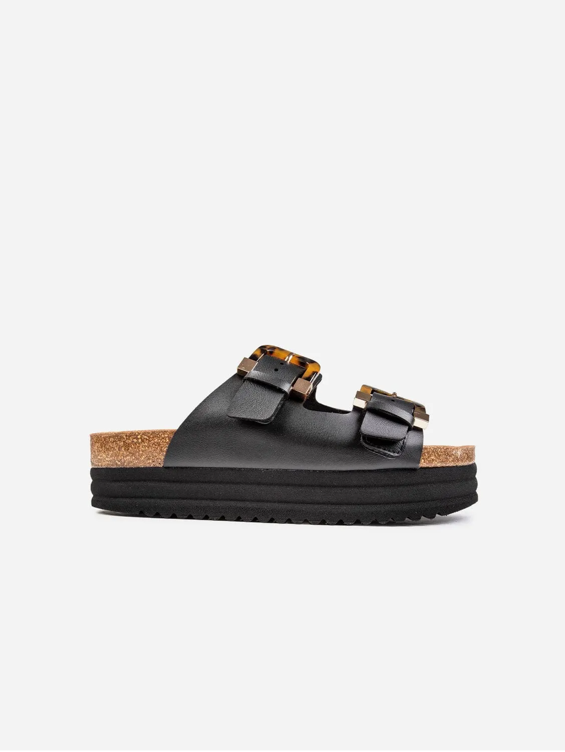 Sandales Plum pour Femmes à Semelle Végétalienne | Écaille de Tortue Noire
