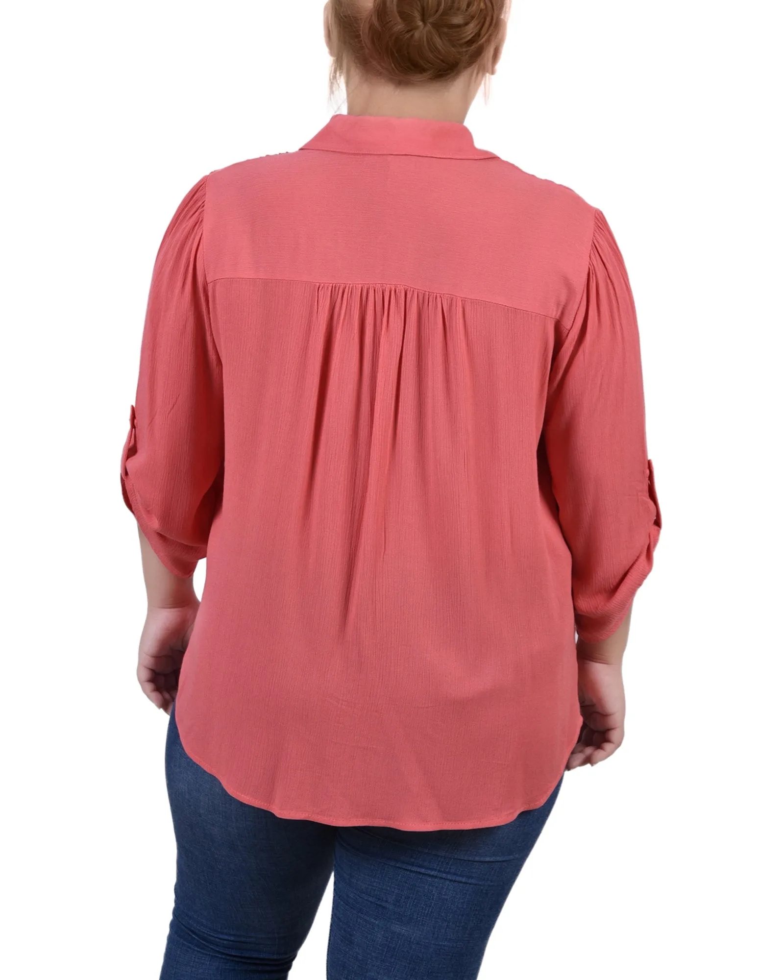 Blouse Crêpe Grande Taille à Manches 3/4