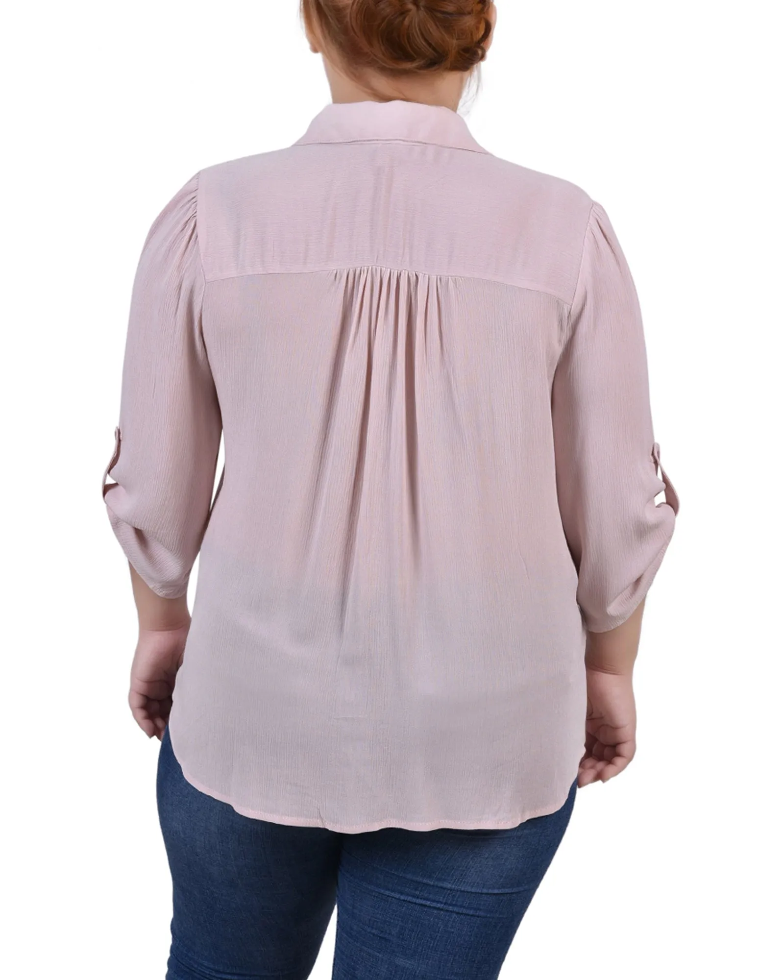 Blouse Crêpe Grande Taille à Manches 3/4