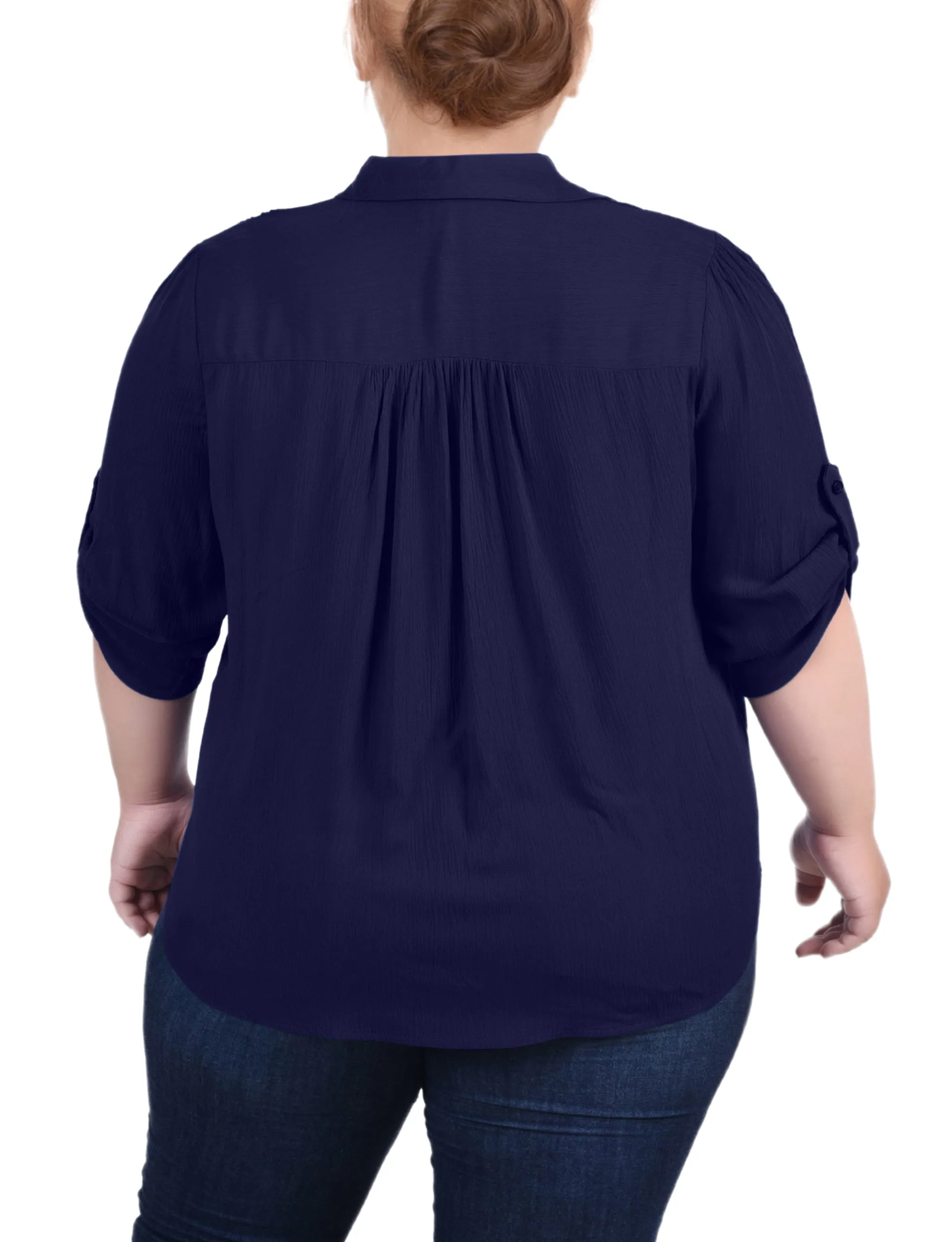 Blouse Crêpe Grande Taille à Manches 3/4