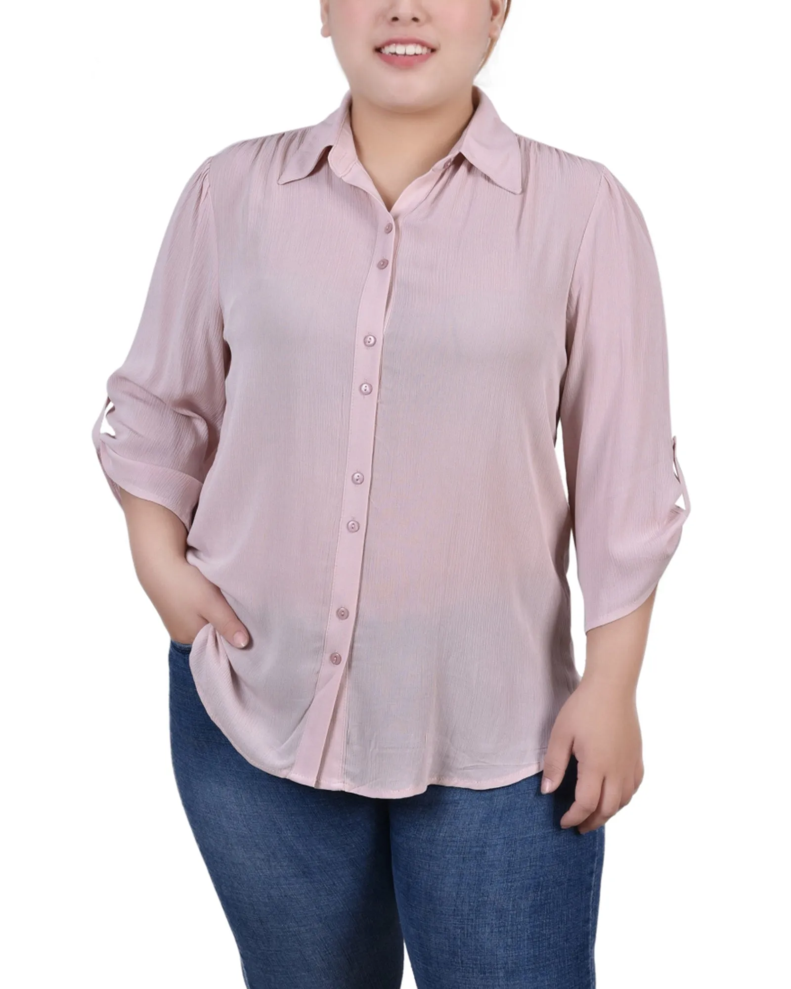 Blouse Crêpe Grande Taille à Manches 3/4