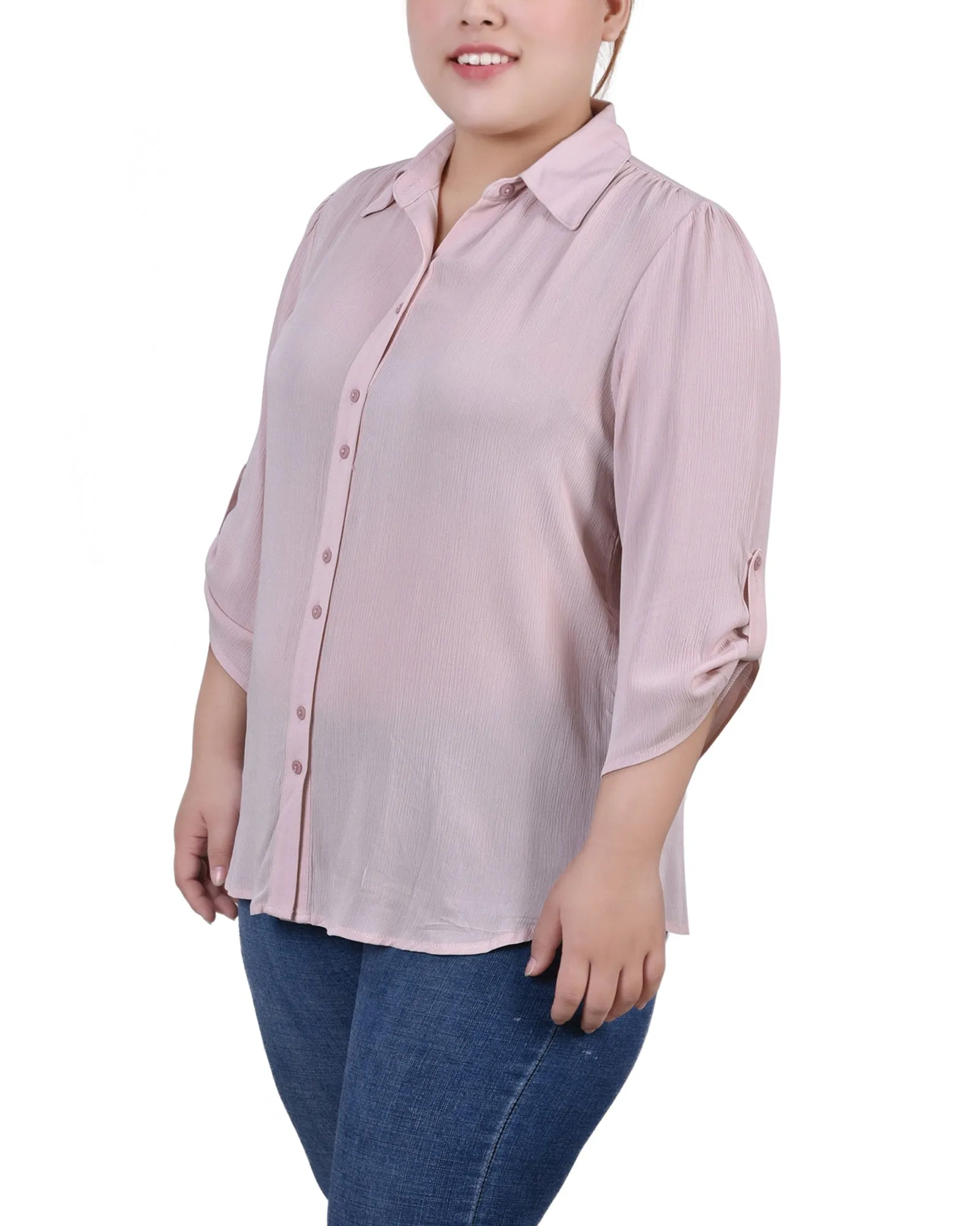 Blouse Crêpe Grande Taille à Manches 3/4
