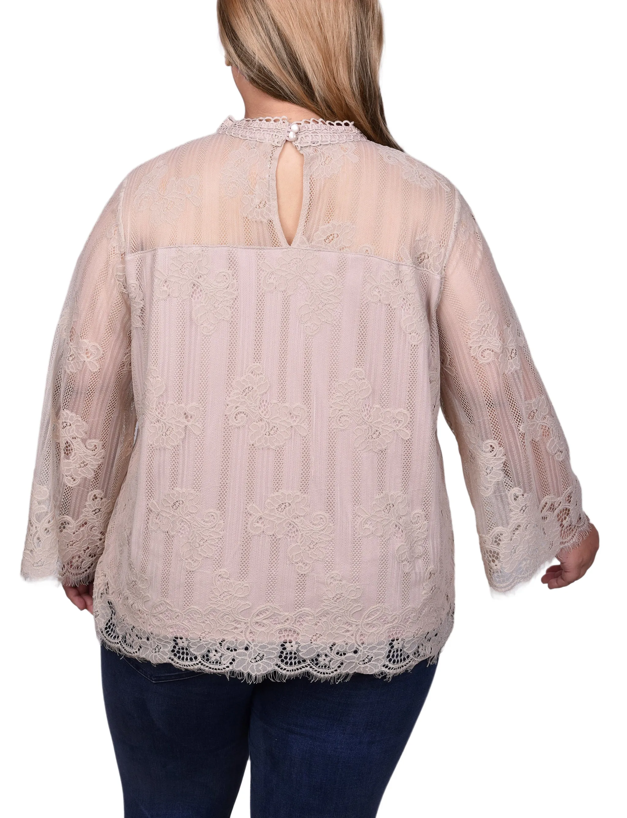 Blouse en dentelle à manches 3/4 pour grandes tailles
