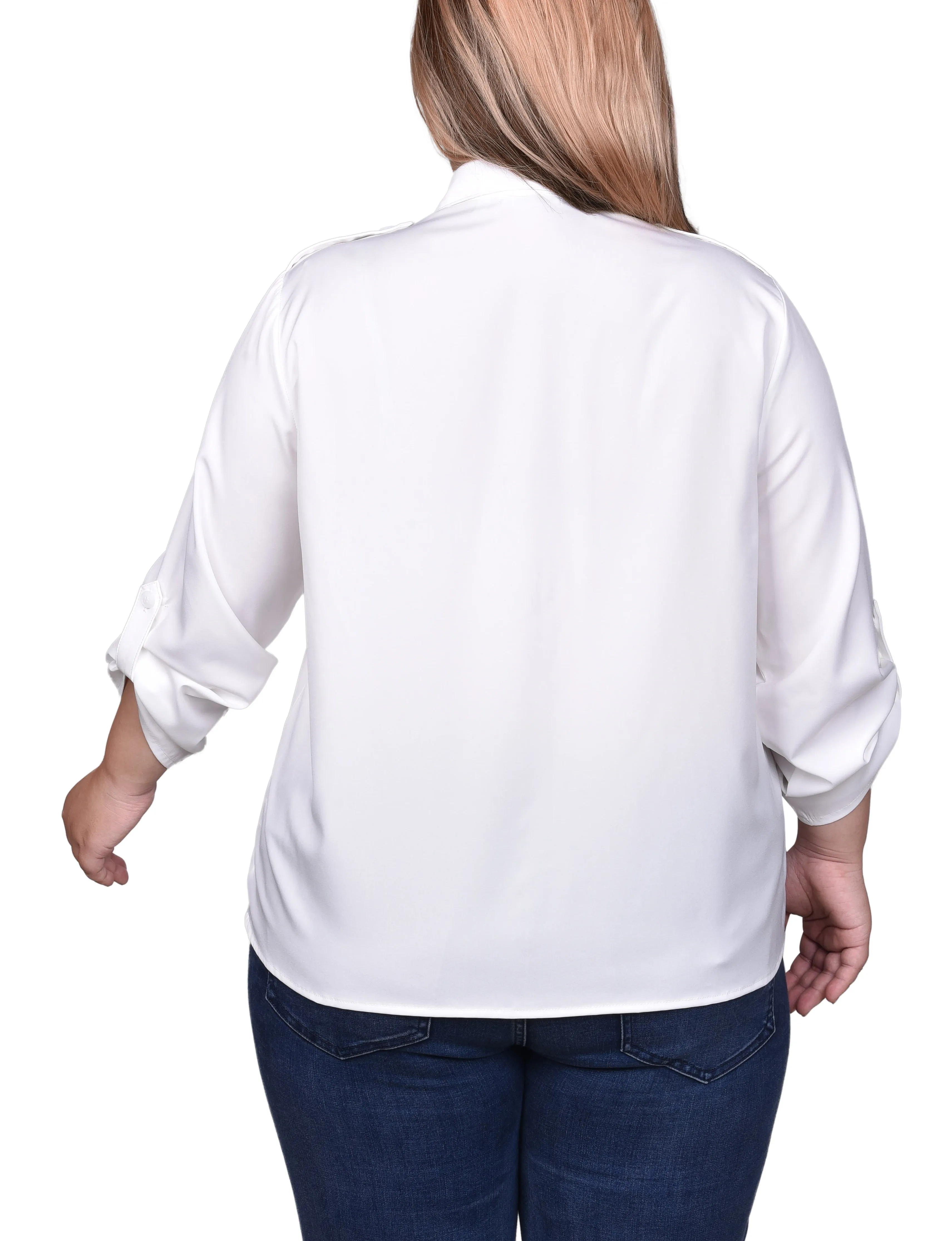 Blouse 3/4 manches à retroussis pour grande taille