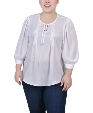 Plus Size Elbow Sleeve Satin Blouse