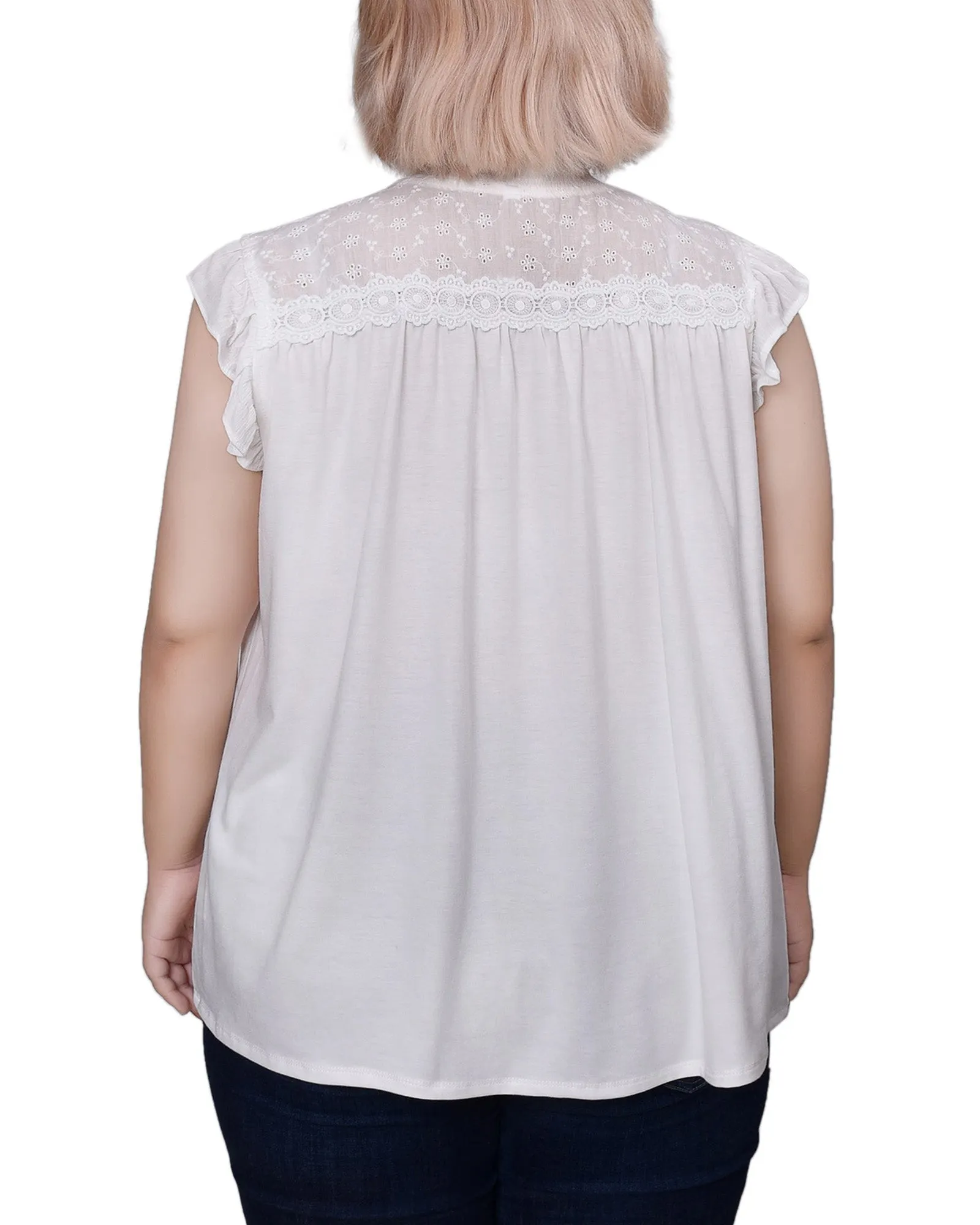Blouse Crêpe Grande Taille à Manches Papillon Courtes