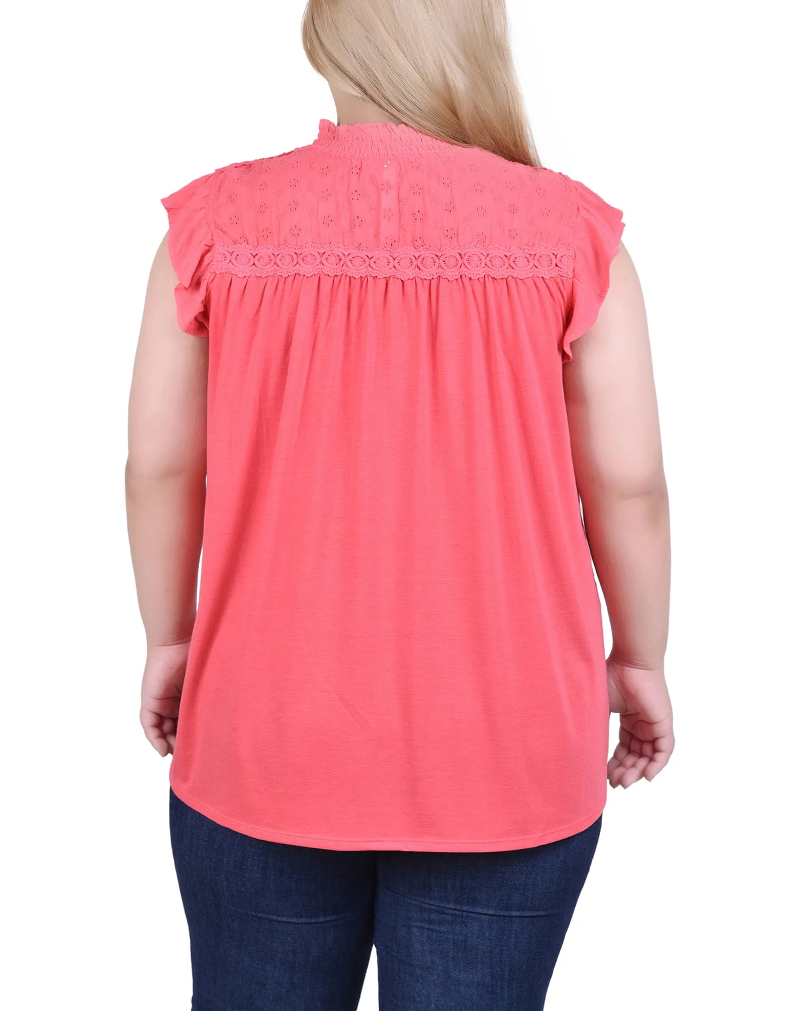 Blouse Crêpe Grande Taille à Manches Papillon Courtes