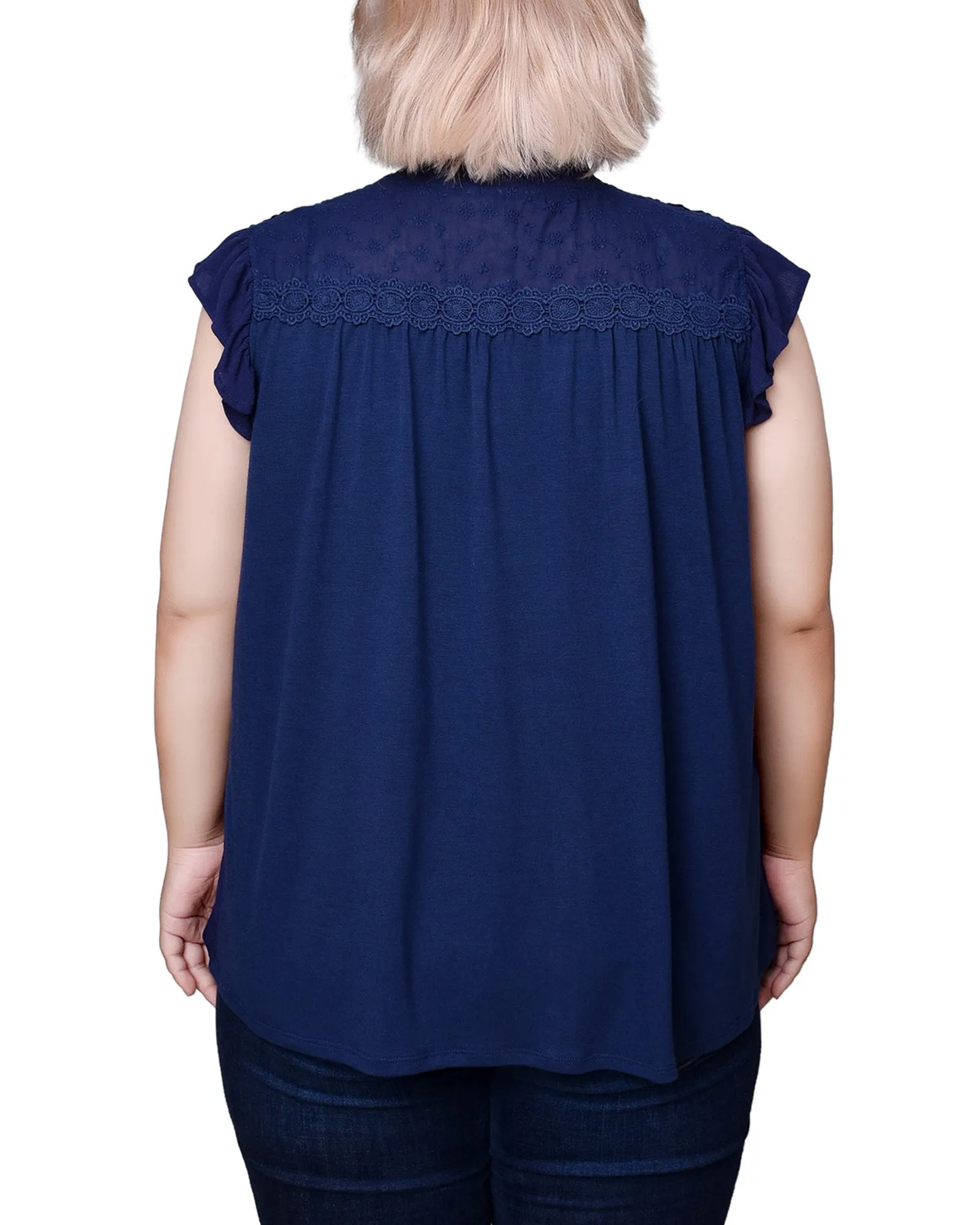 Blouse Crêpe Grande Taille à Manches Papillon Courtes