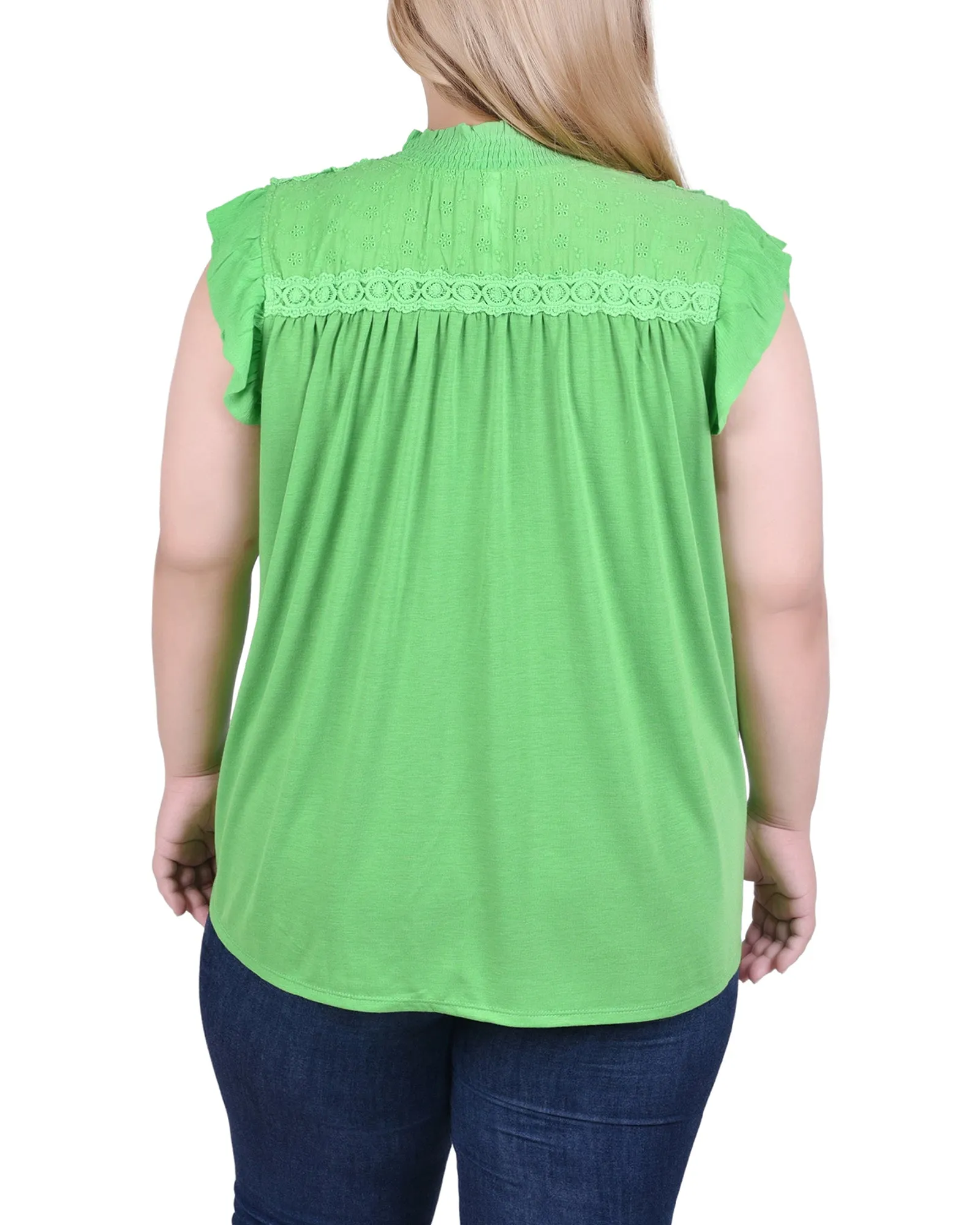 Blouse Crêpe Grande Taille à Manches Papillon Courtes