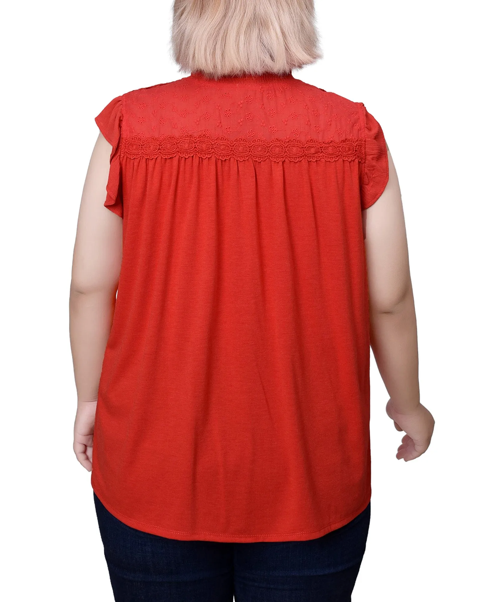 Blouse Crêpe Grande Taille à Manches Papillon Courtes