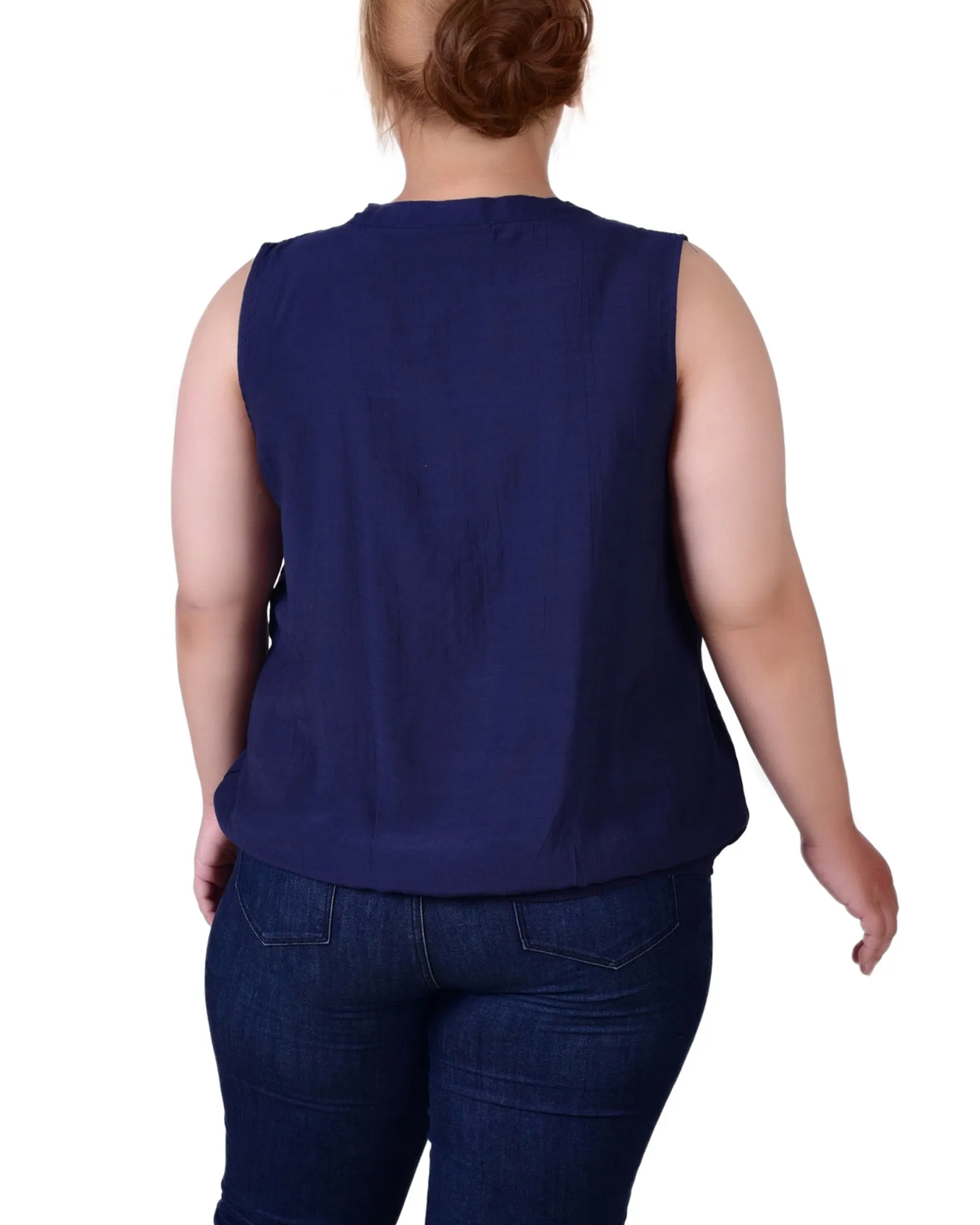 Blouse sans manches à pinces et ourlet noué pour grandes tailles