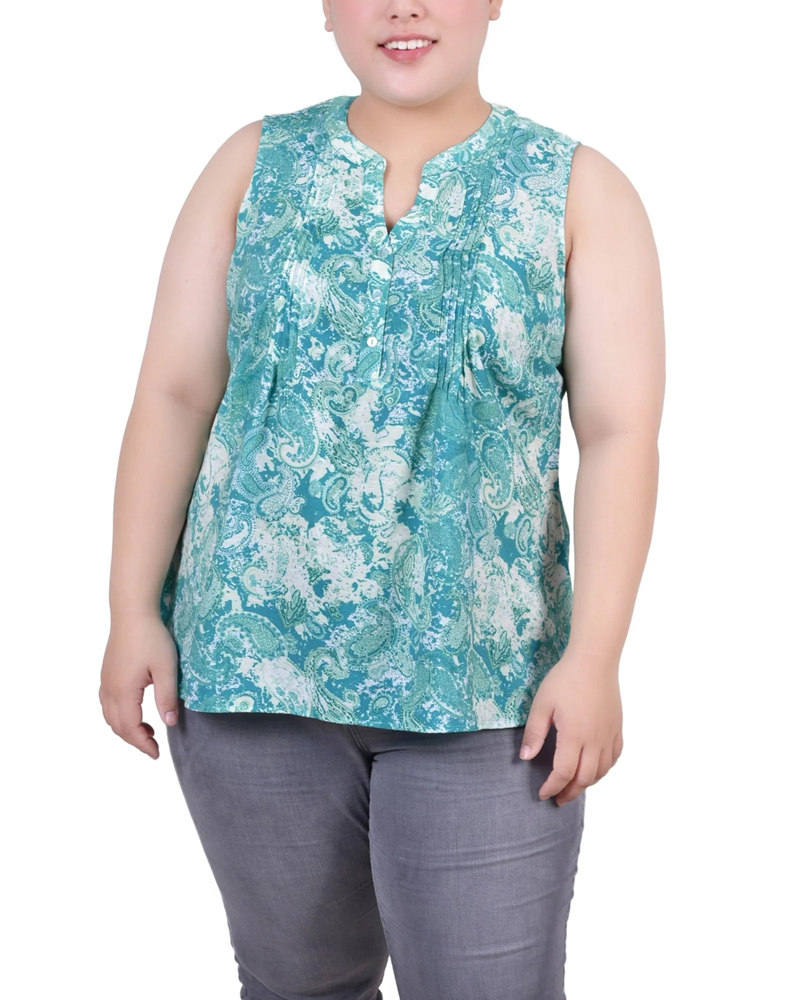 Blouse sans manches à pinces pour grande taille