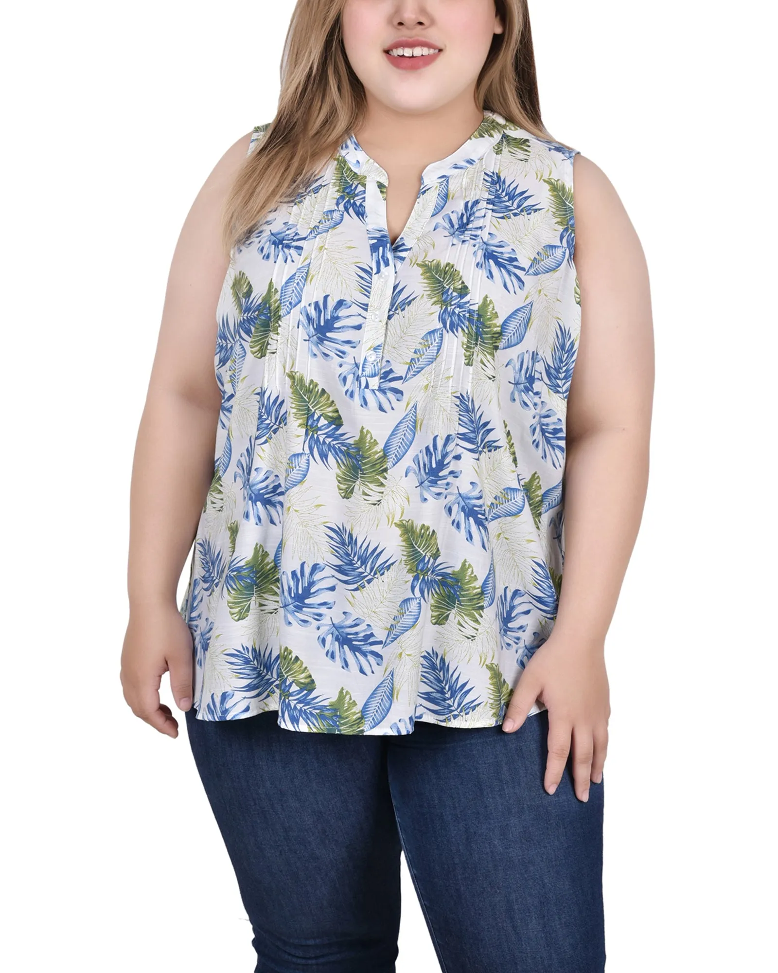 Blouse sans manches à pinces pour grande taille