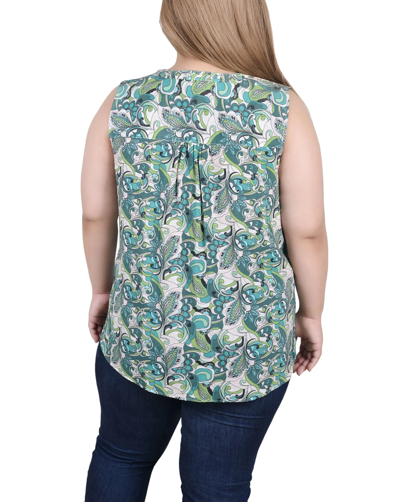 Blouse sans manches à pinces pour grande taille