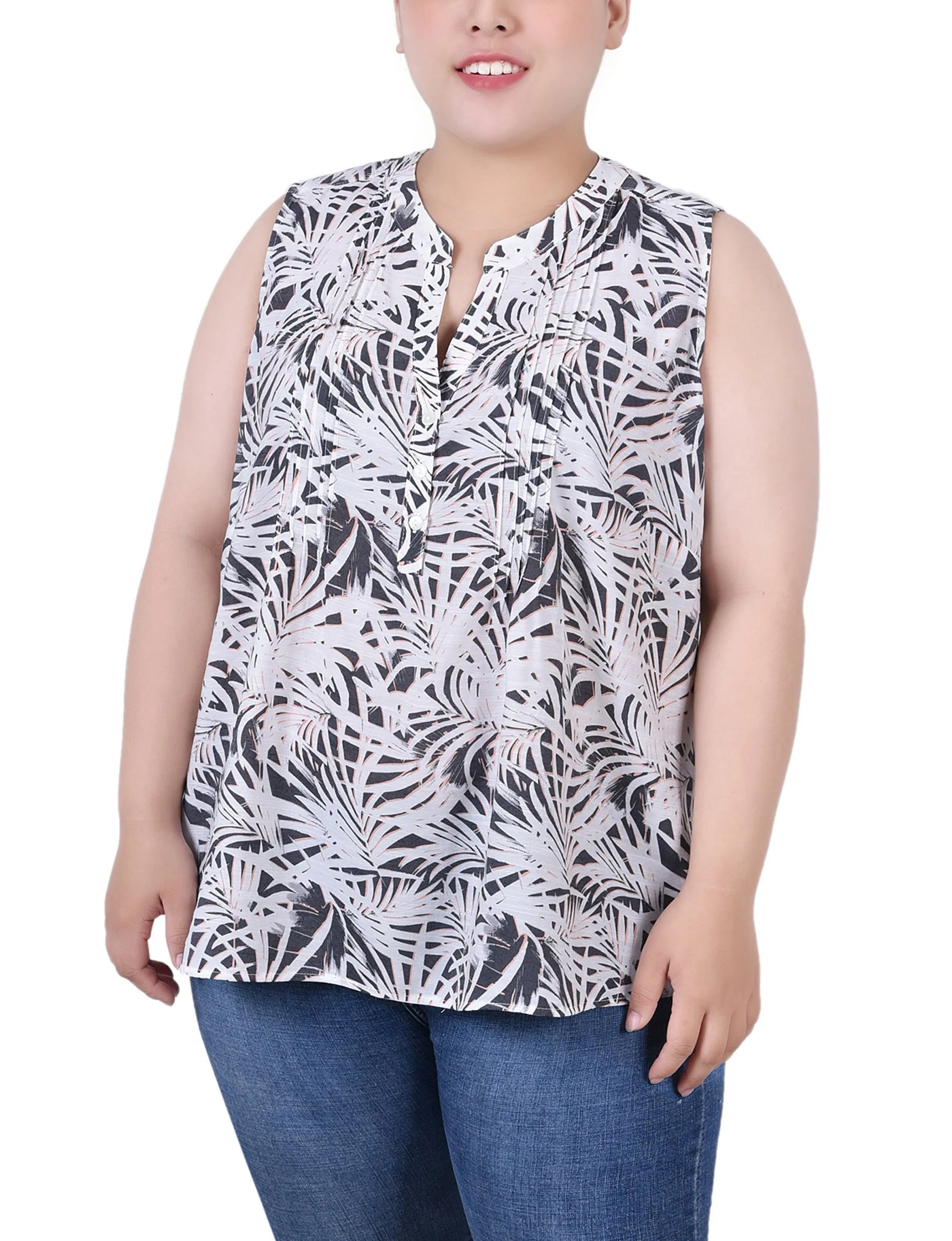 Blouse sans manches à pinces pour grande taille