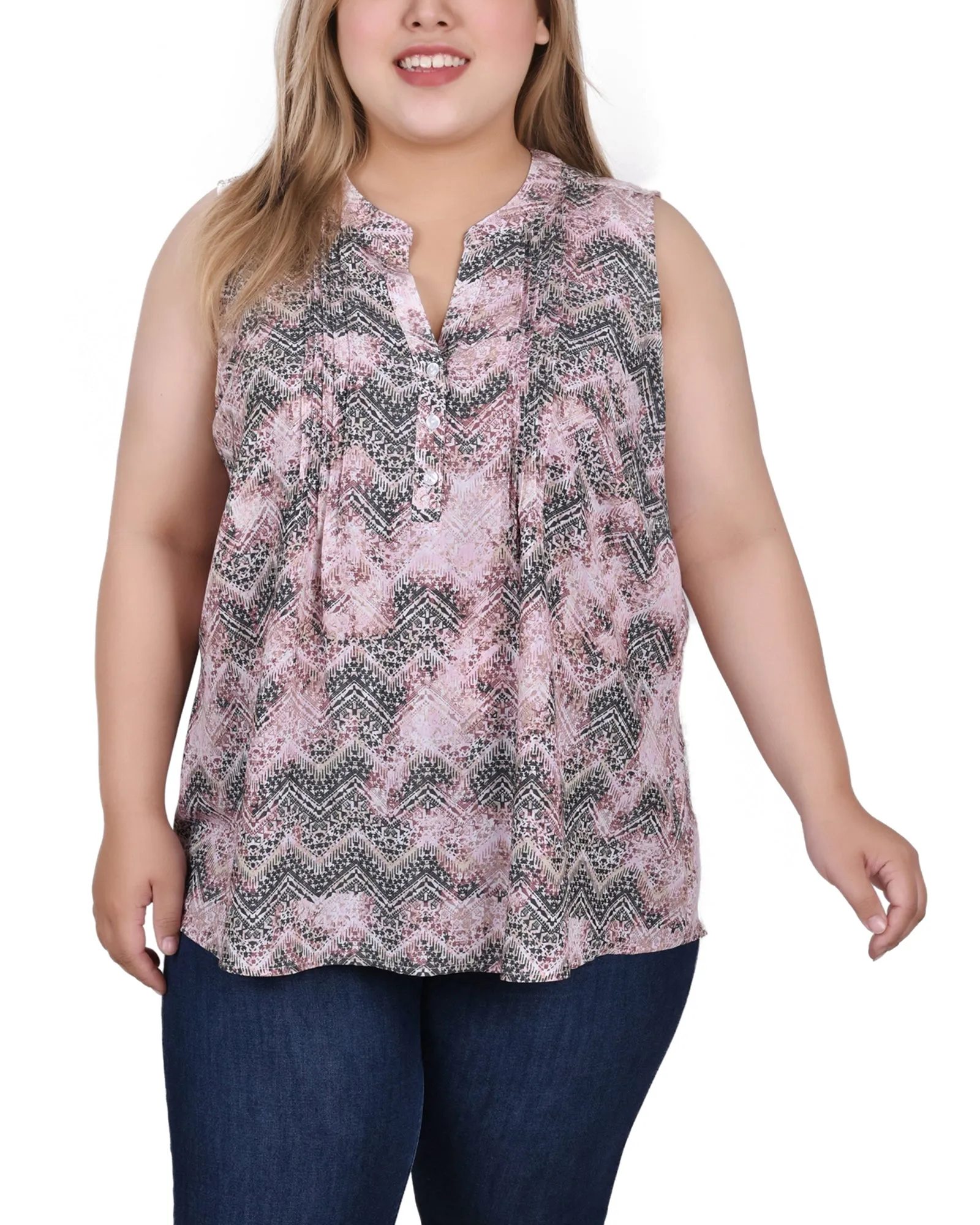 Blouse sans manches à pinces pour grande taille