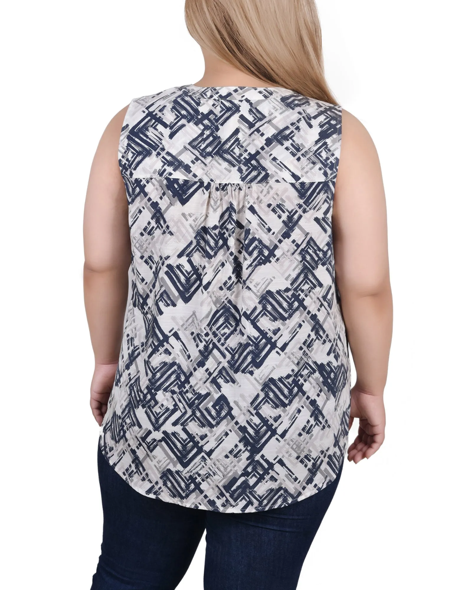 Blouse sans manches à pinces pour grande taille