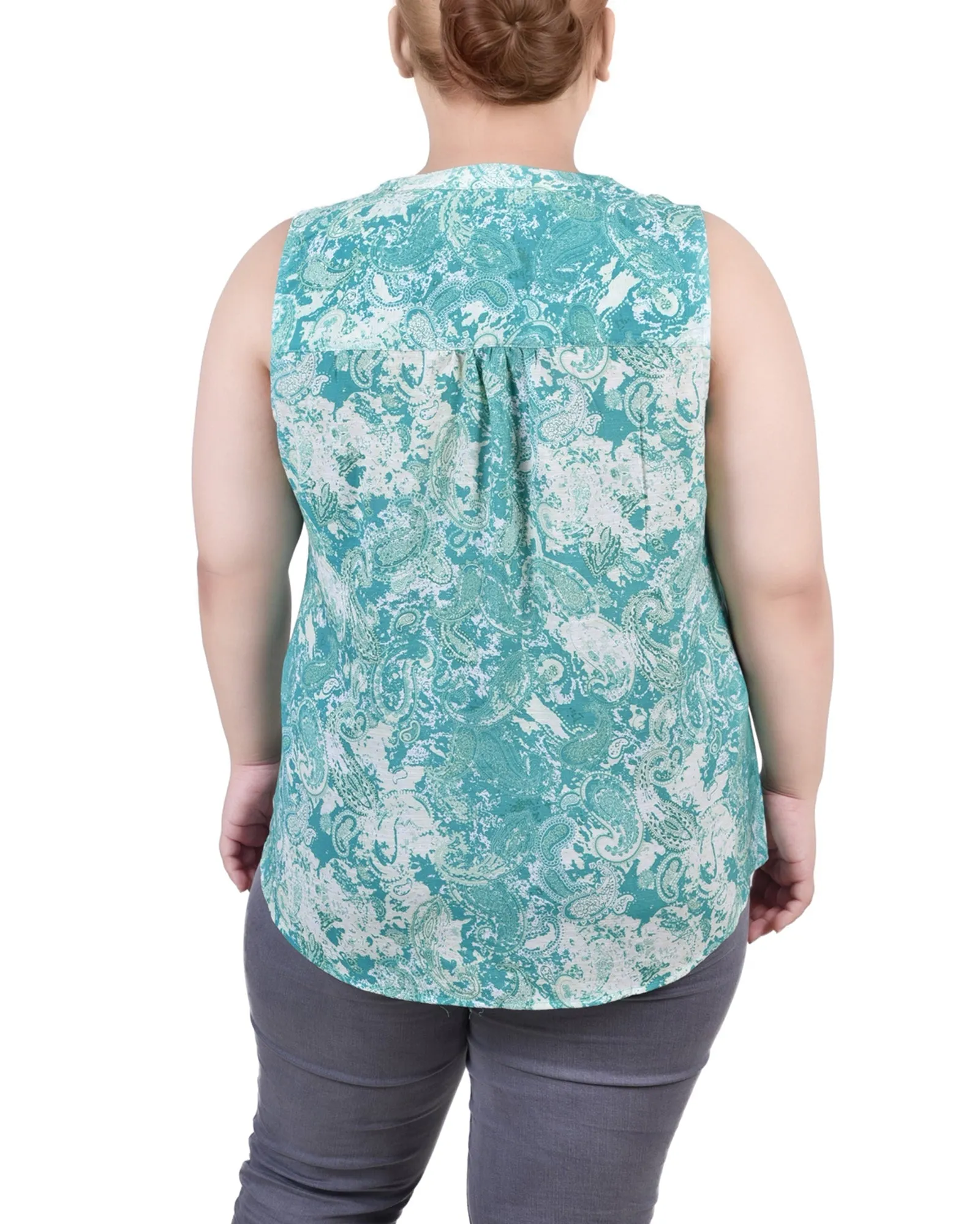 Blouse sans manches à pinces pour grande taille