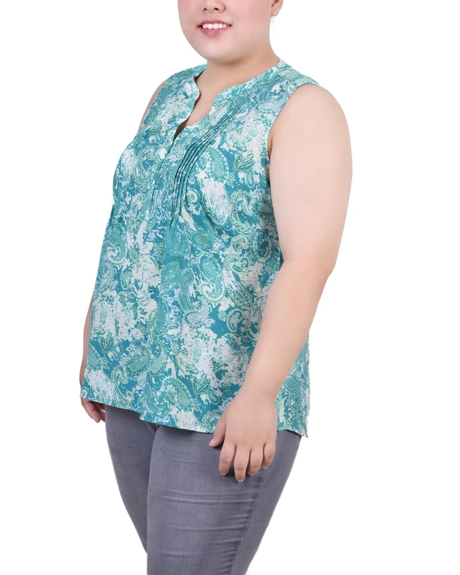 Blouse sans manches à pinces pour grande taille