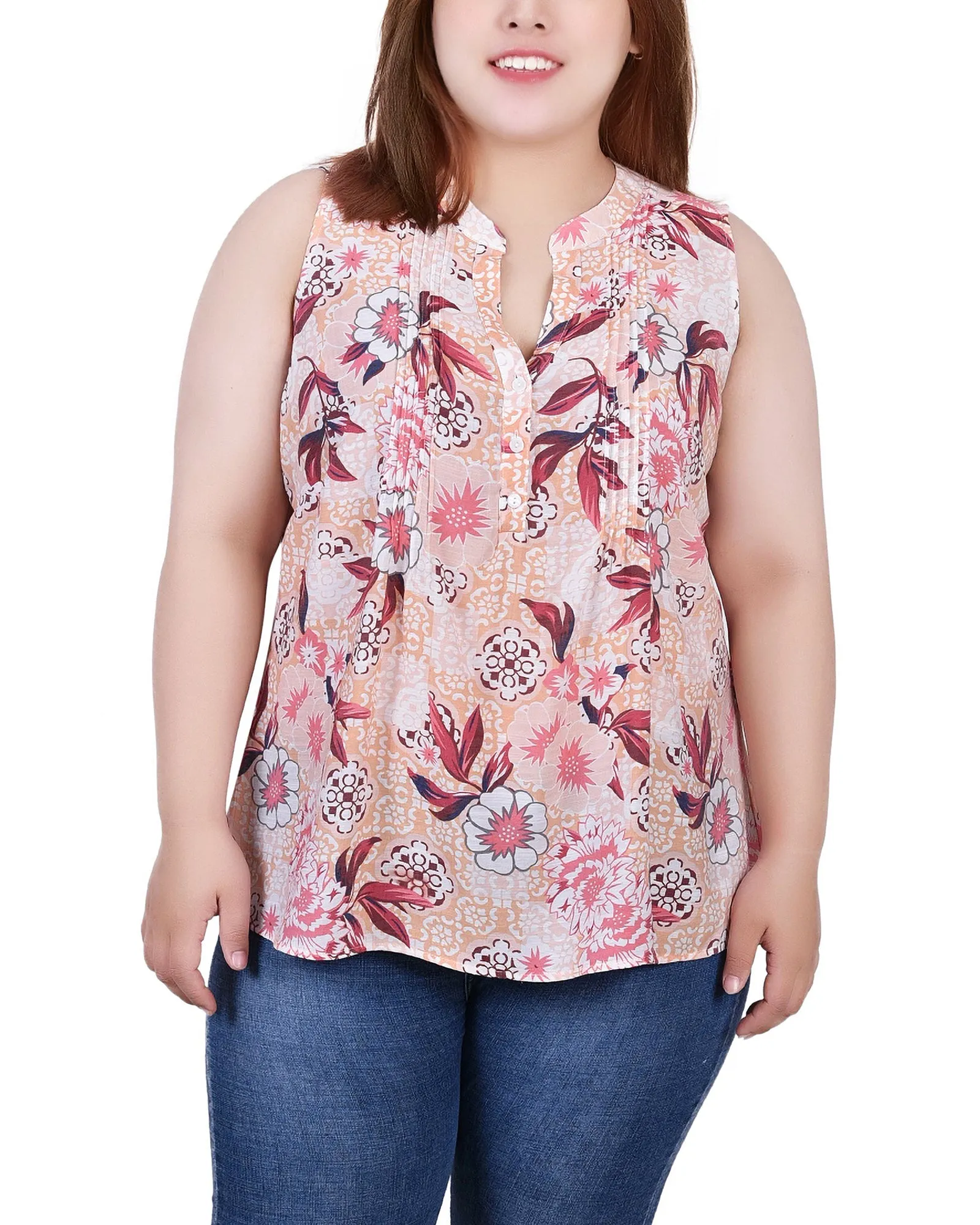 Blouse sans manches à pinces pour grande taille