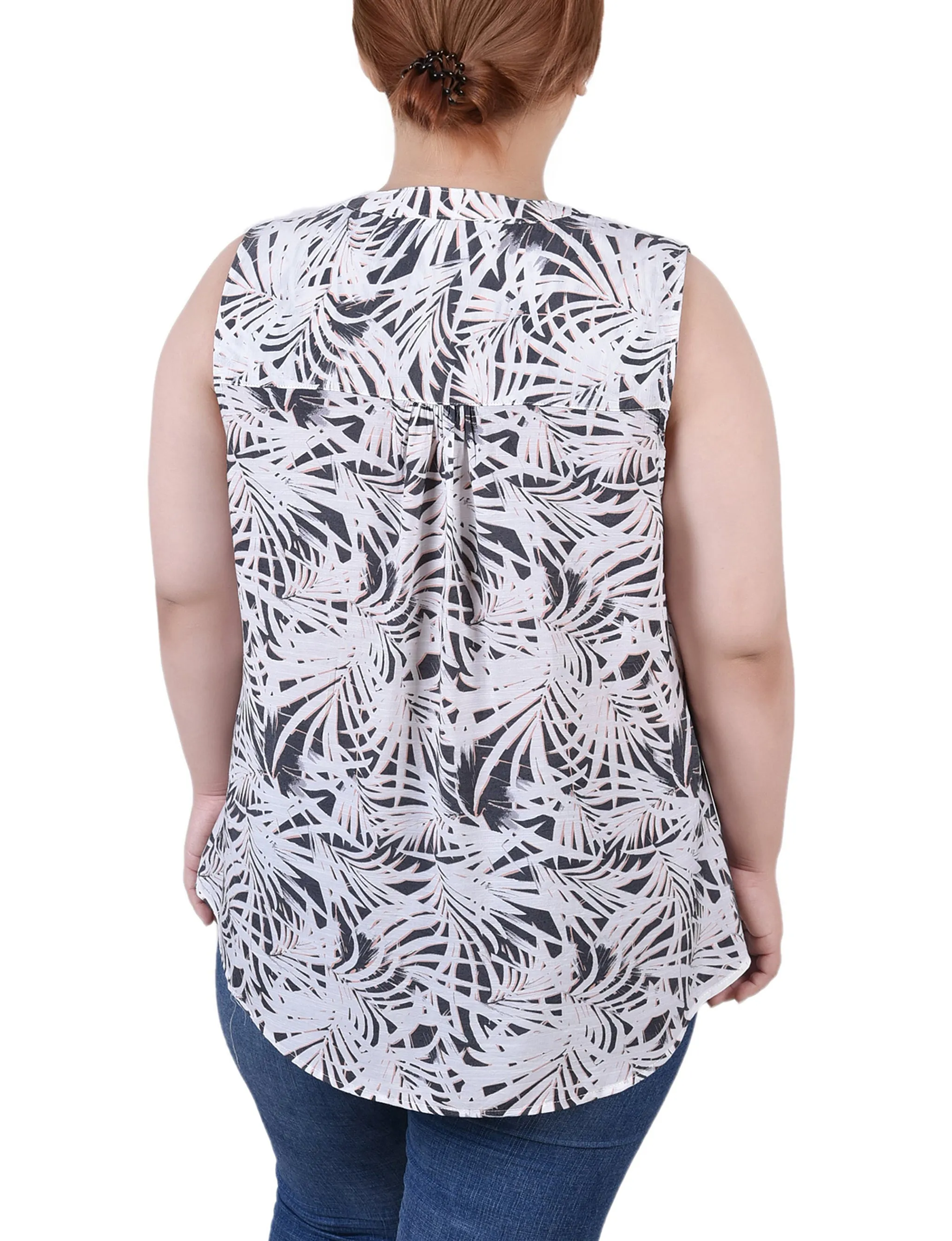 Blouse sans manches à pinces pour grande taille