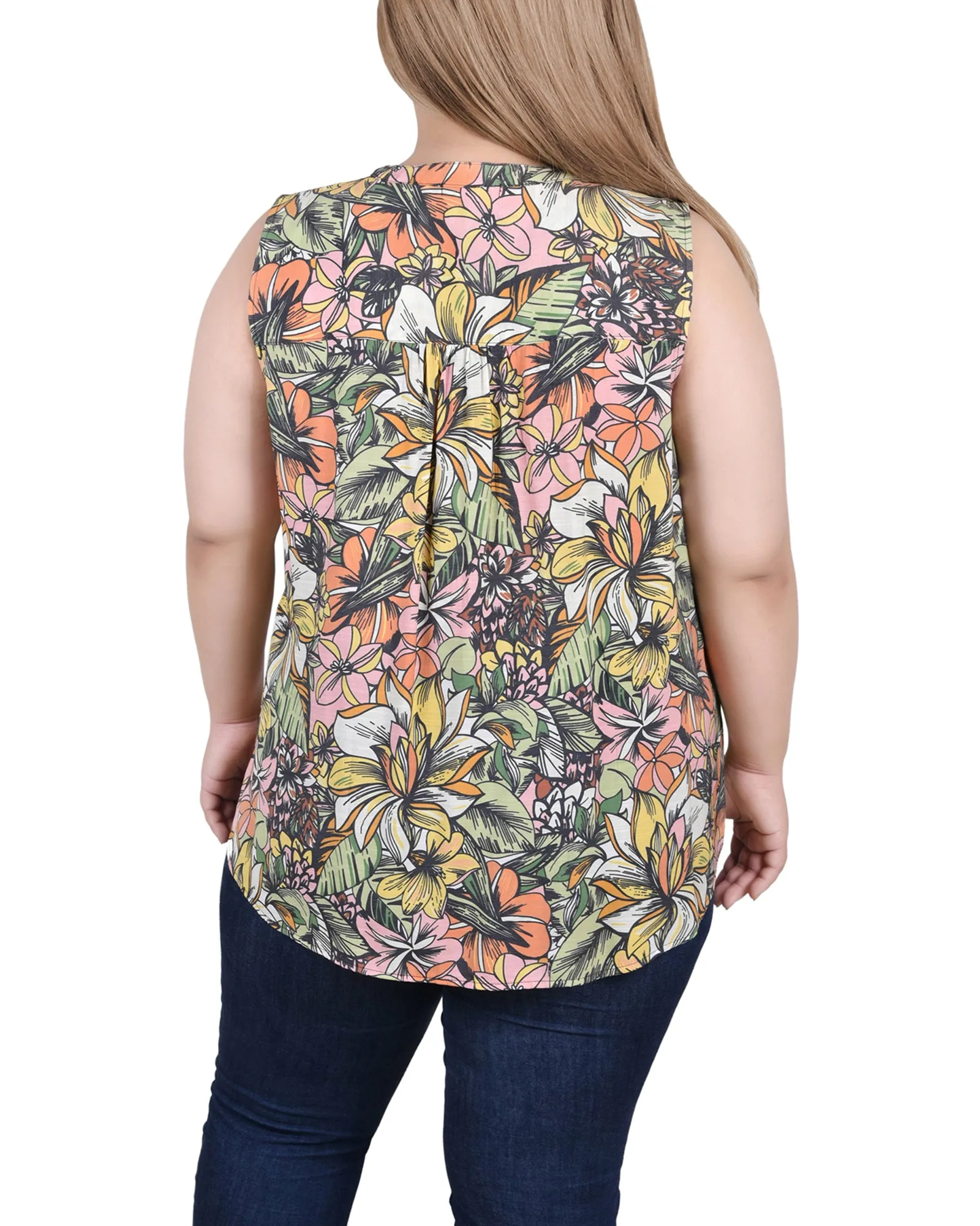 Blouse sans manches à pinces pour grande taille