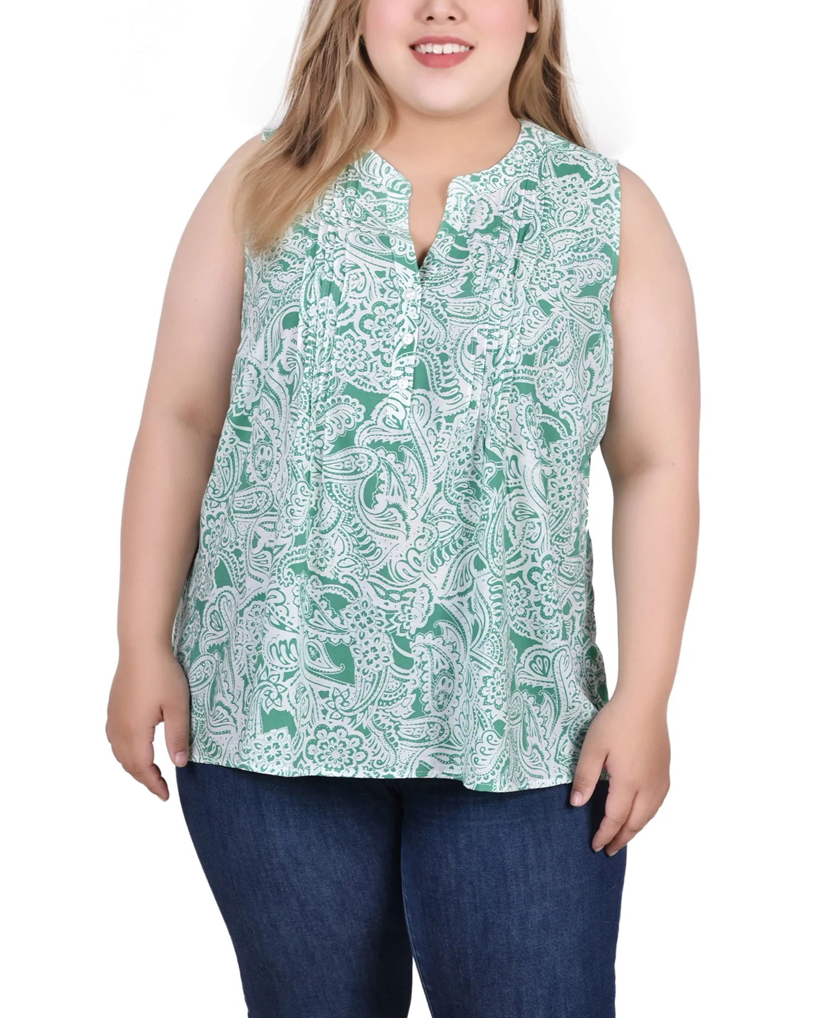 Blouse sans manches à pinces pour grande taille